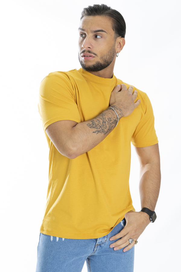 T-shirt demi-col côtelé couleur unie Art. Ts157