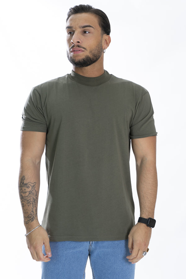 T-shirt demi-col côtelé couleur unie Art. Ts157
