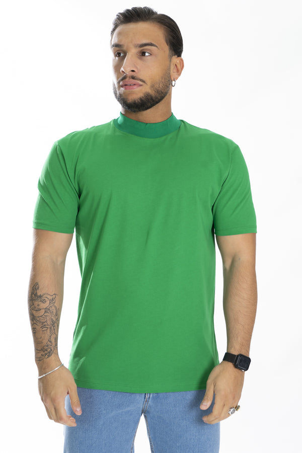 T-shirt demi-col côtelé couleur unie Art. Ts157
