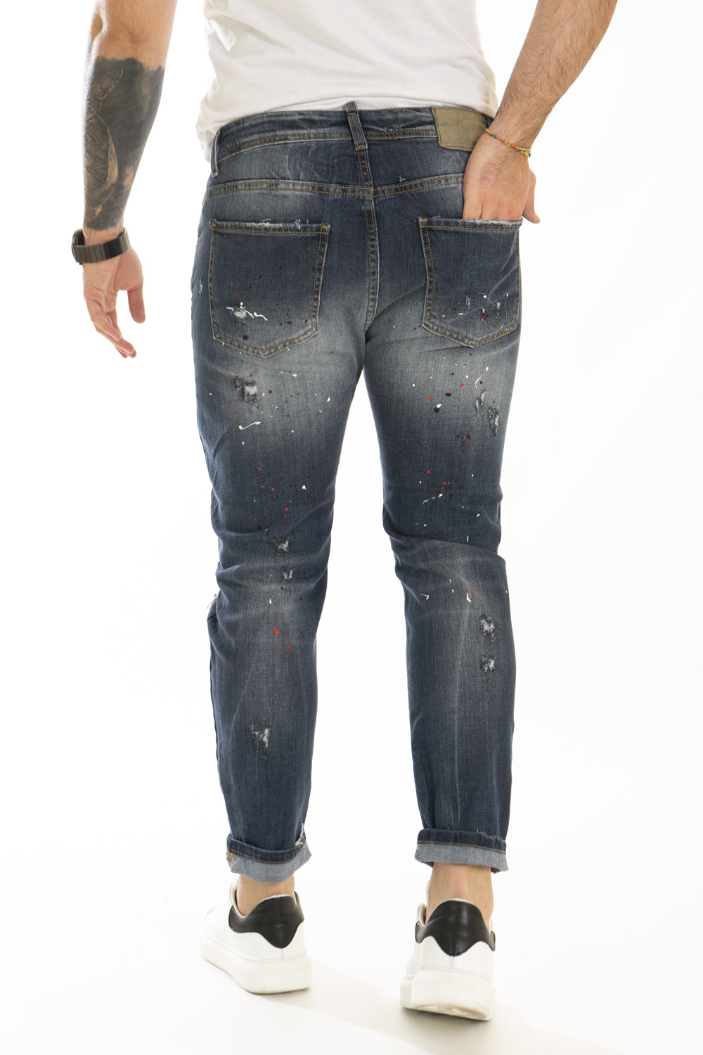 Jeans Uomo Con Zip Pittura Sfumature e Abrasioni Art. JS352