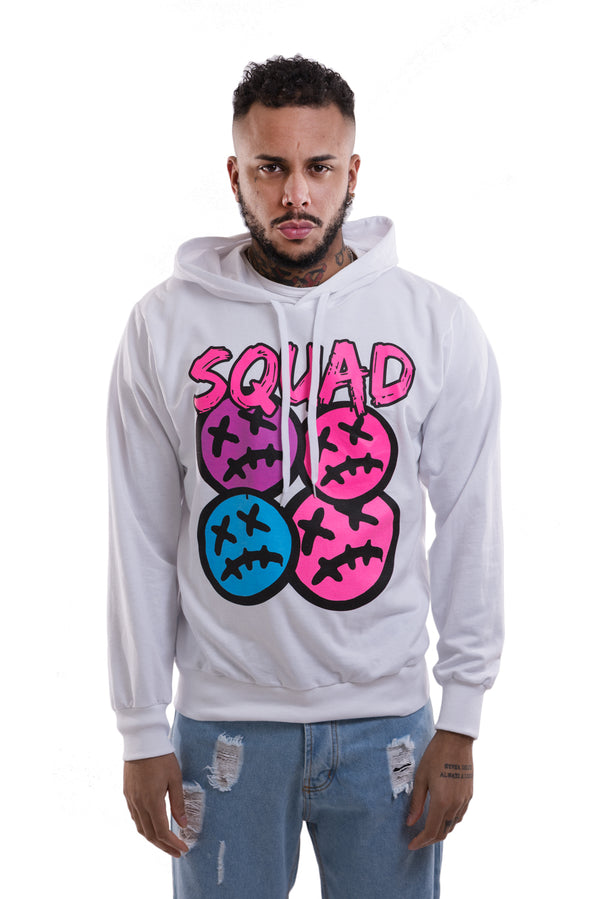 Felpa Uomo Garzata Con Stampa ''Squad'' Con cappuccio Art. Fe114