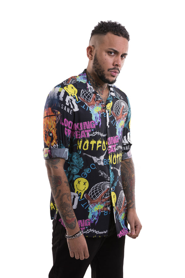 Chemise homme imprimé et écrits manches longues art. Cm124