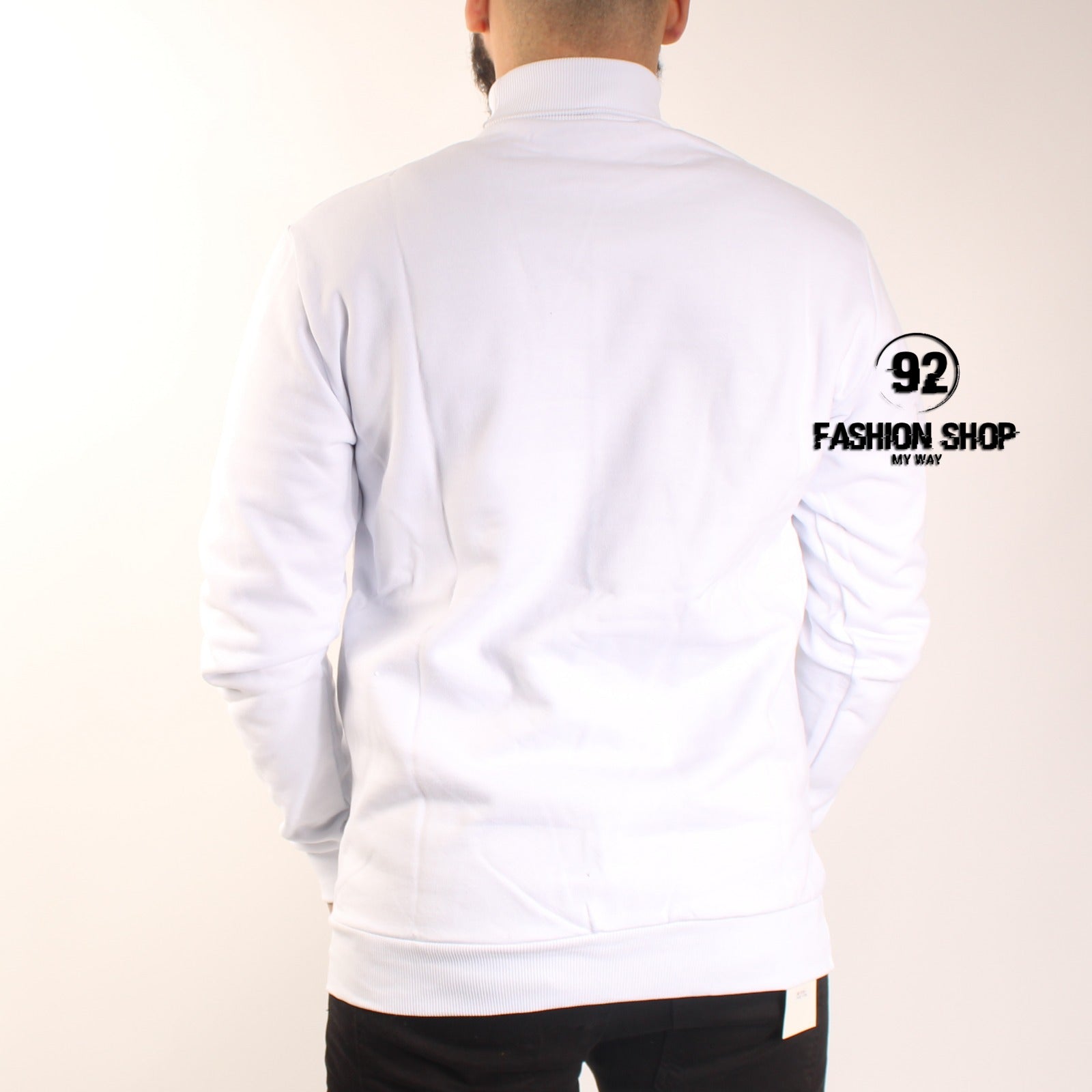 FELPA UOMO TINTA UNITA COLLO ALTO PULL OVER BIANCO ART. FE15