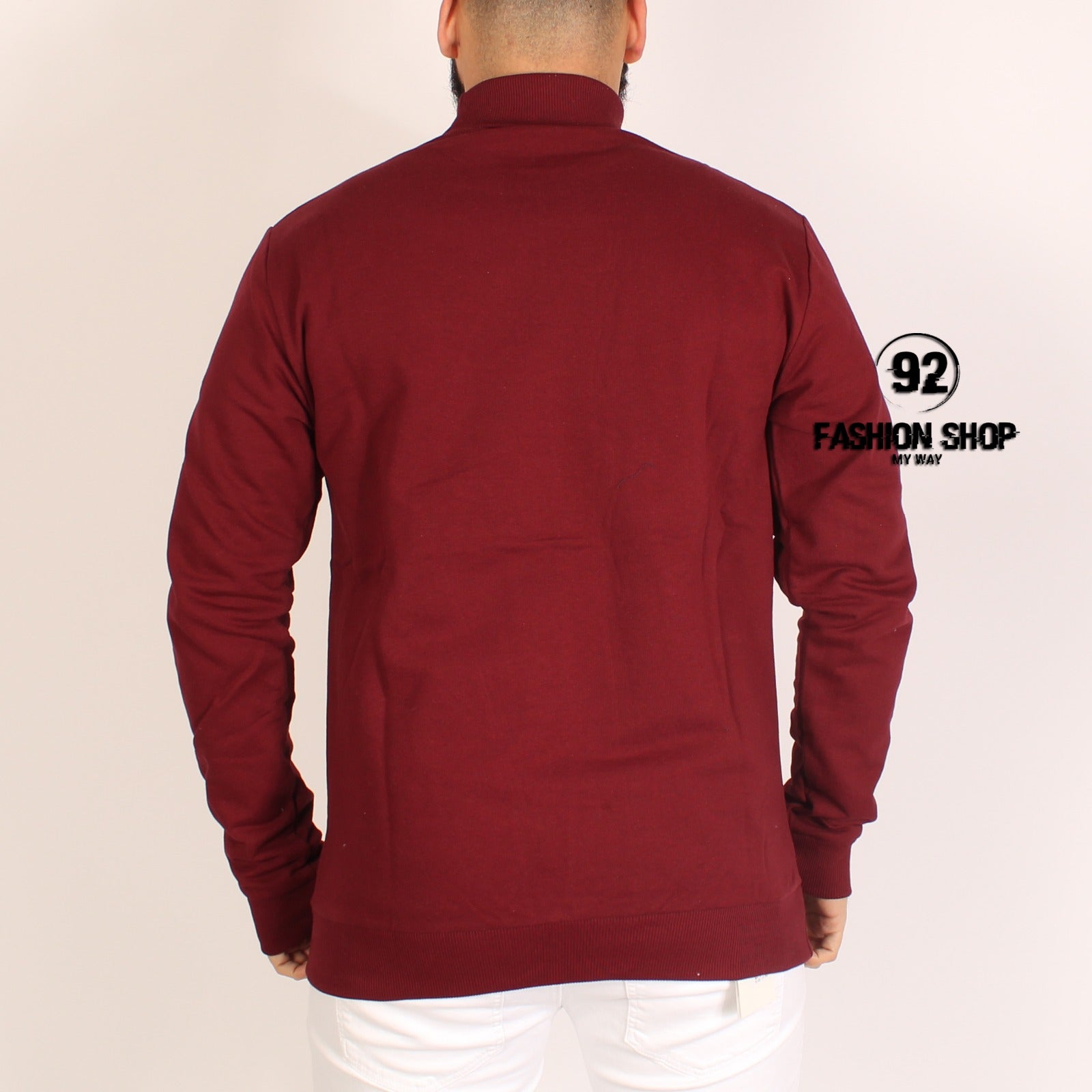 FELPA UOMO TINTA UNITA COLLO ALTO PULL OVER BORDEAUX ART. FE15