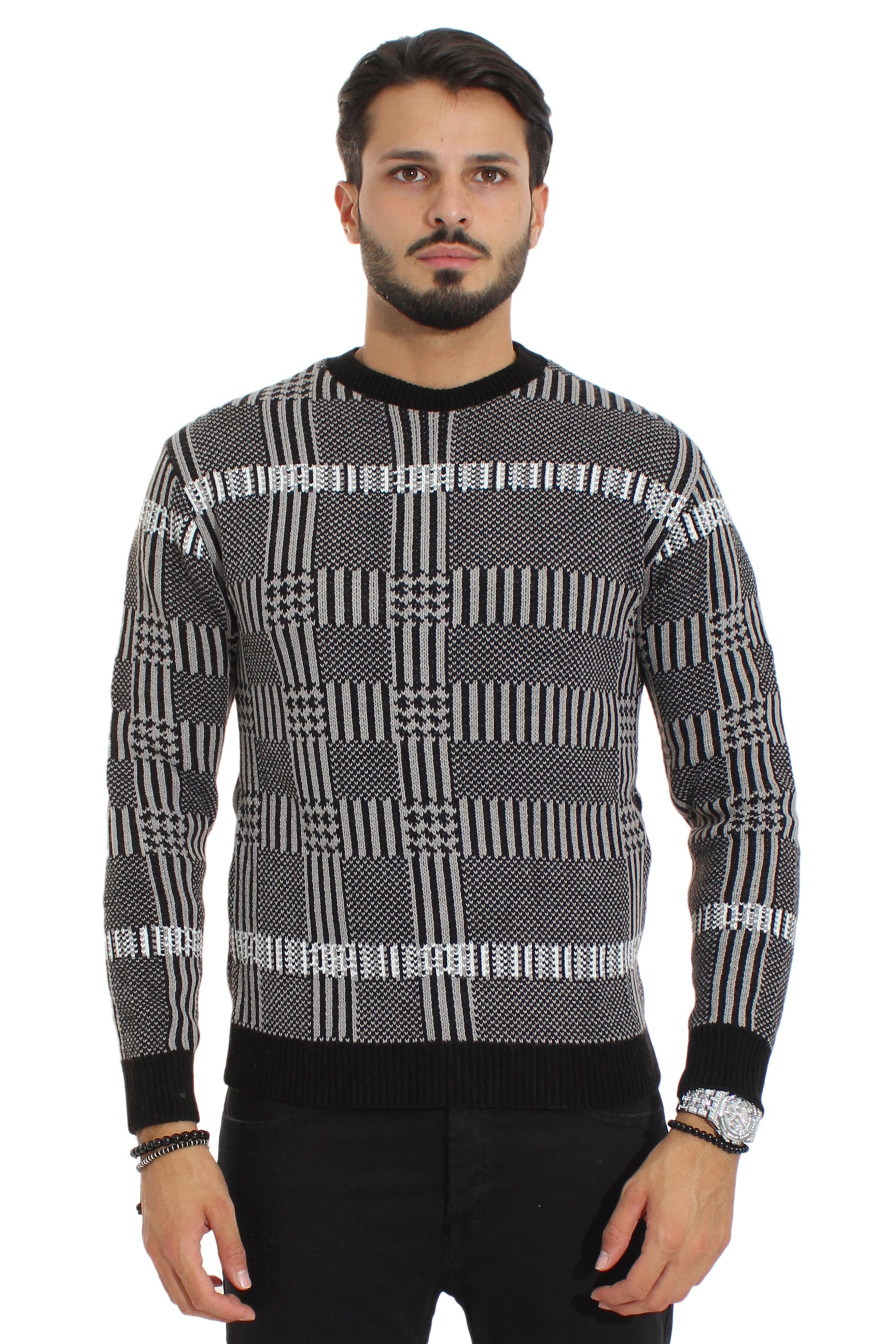 Maglione Uomo Pullover Blacksvnday Girocollo Con Fantasia Art. Mg43