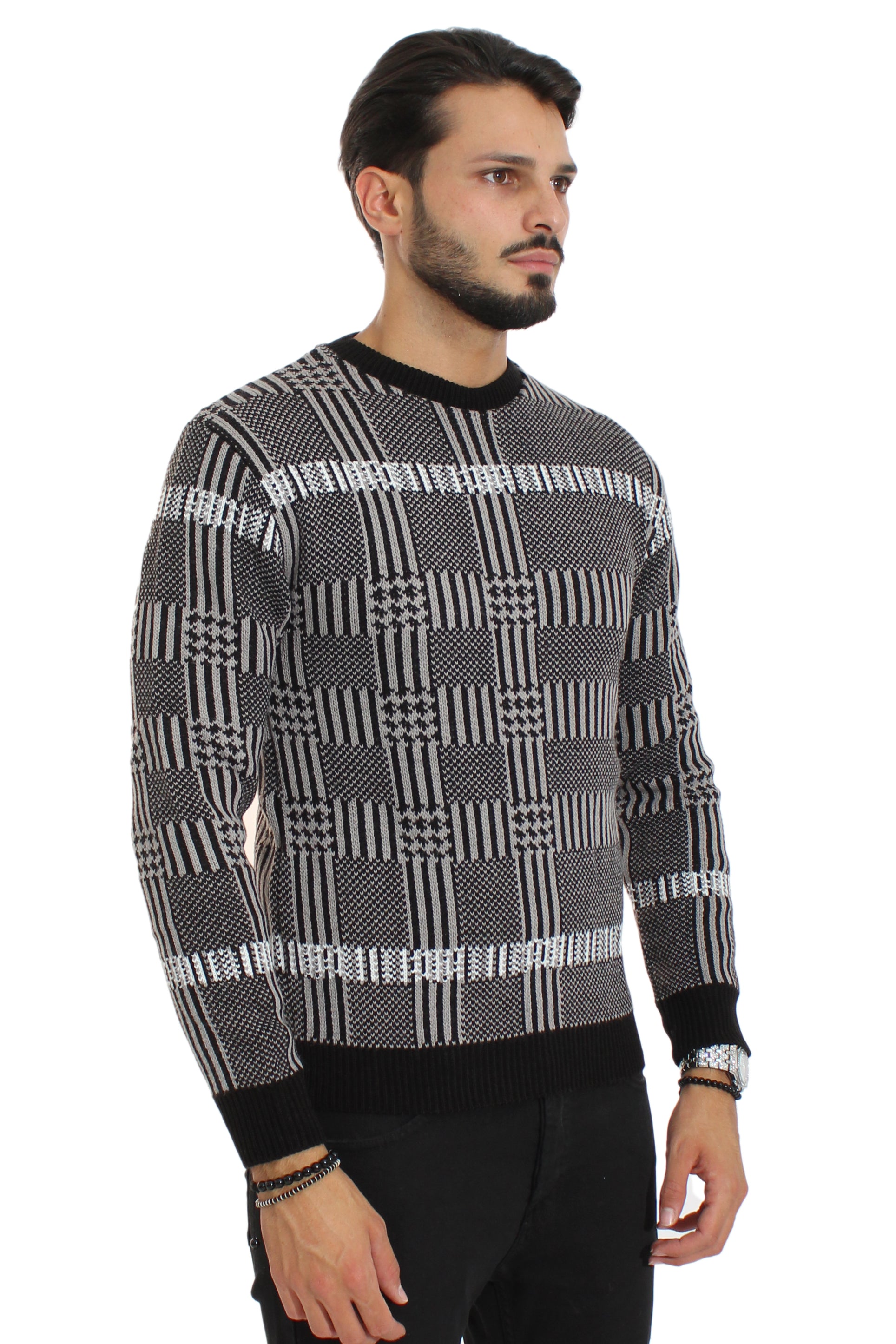 Maglione Uomo Pullover Blacksvnday Girocollo Con Fantasia Art. Mg43