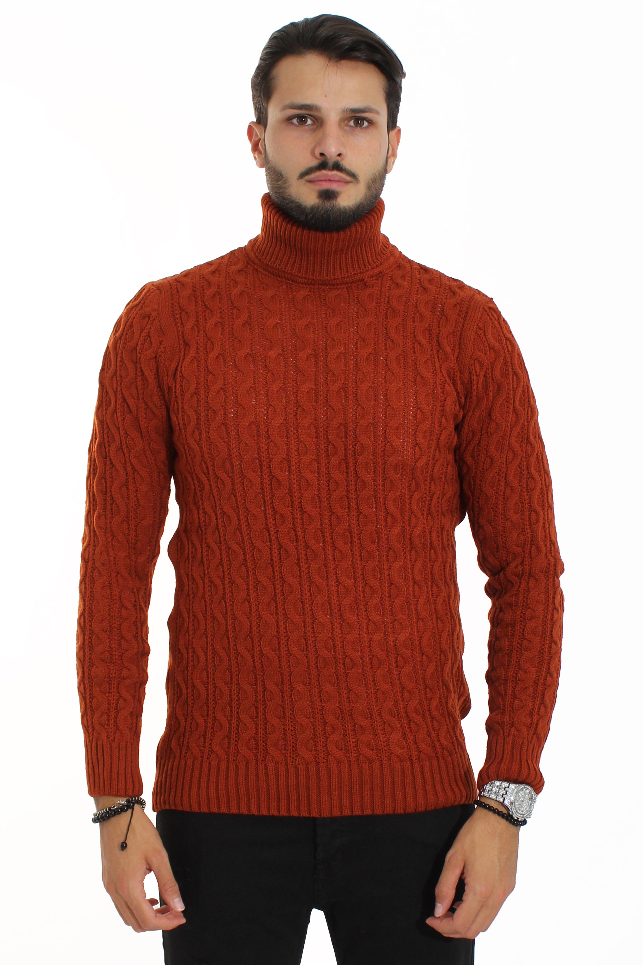 Maglione Uomo Dolcevita Collo Alto Fantasia Trecce Art. Mg45