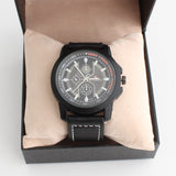Orologio Cassa Grande Cinturino Vera Pelle Nero Quadrante Stilizzato Art. Ac80
