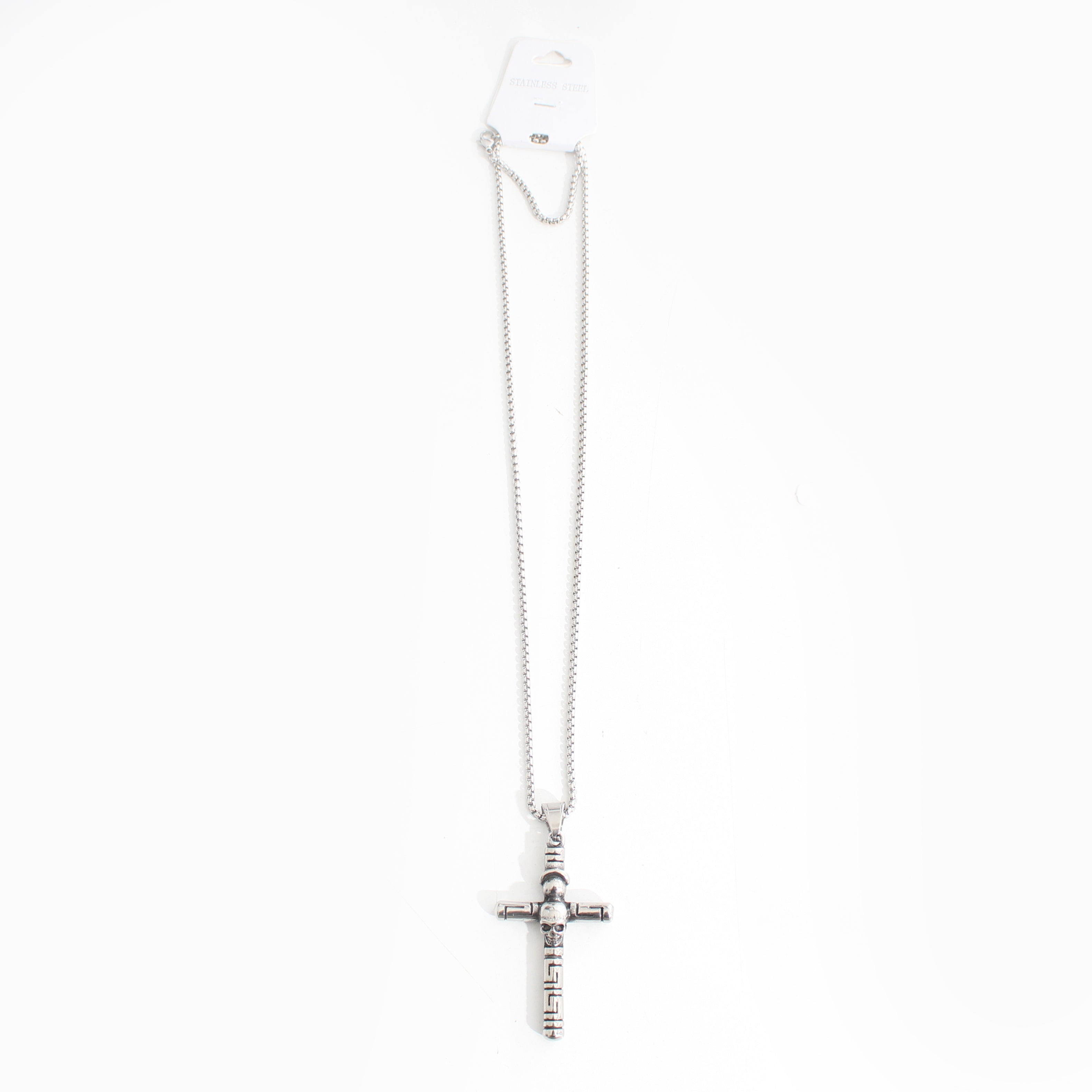 Collana In Acciaio Con Croce E Teschio Art. Ac95