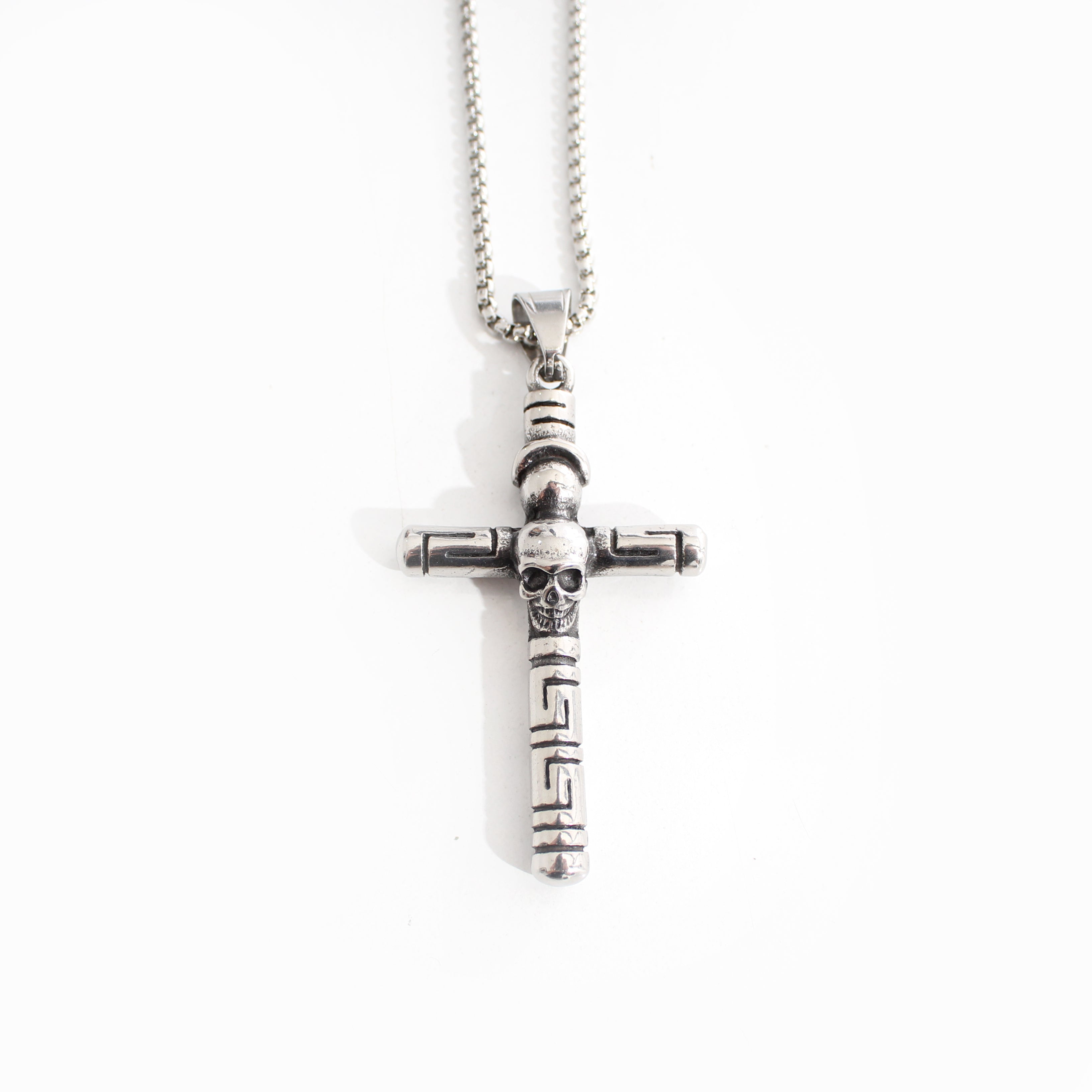 Collana In Acciaio Con Croce E Teschio Art. Ac95