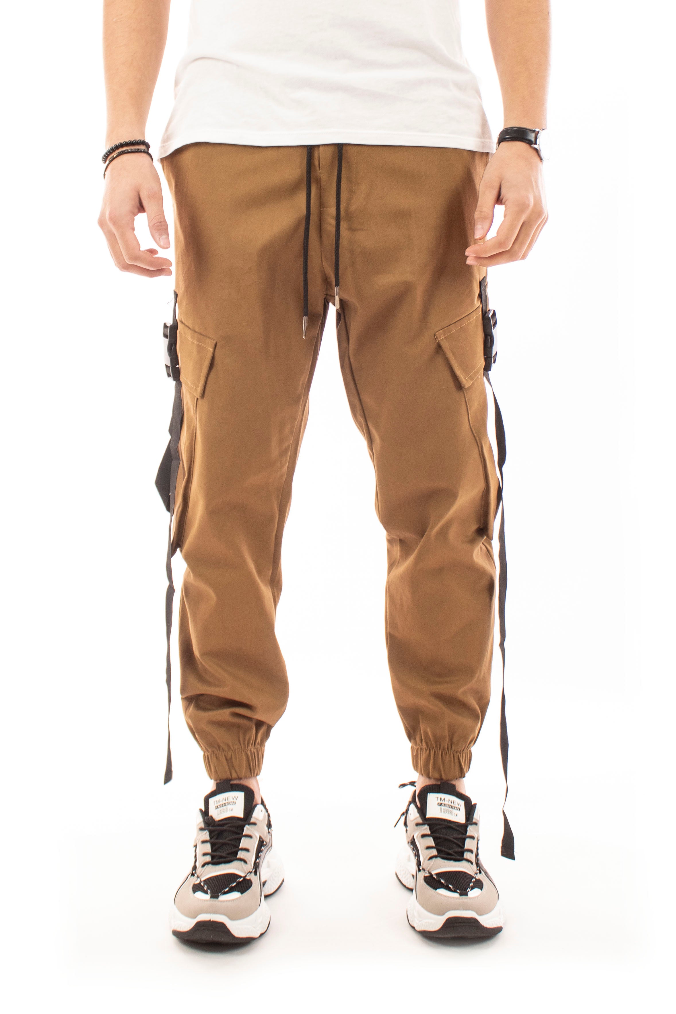 Pantalone Mandorla Pantatuta Cargo Con Bretelle Tasca America E Tasconi Art. Pt53