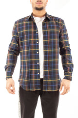 CAMICIA UOMO FANTASIA QUADRI COLLETTO NORMALE REGULAR FIT BLU ART. CM75
