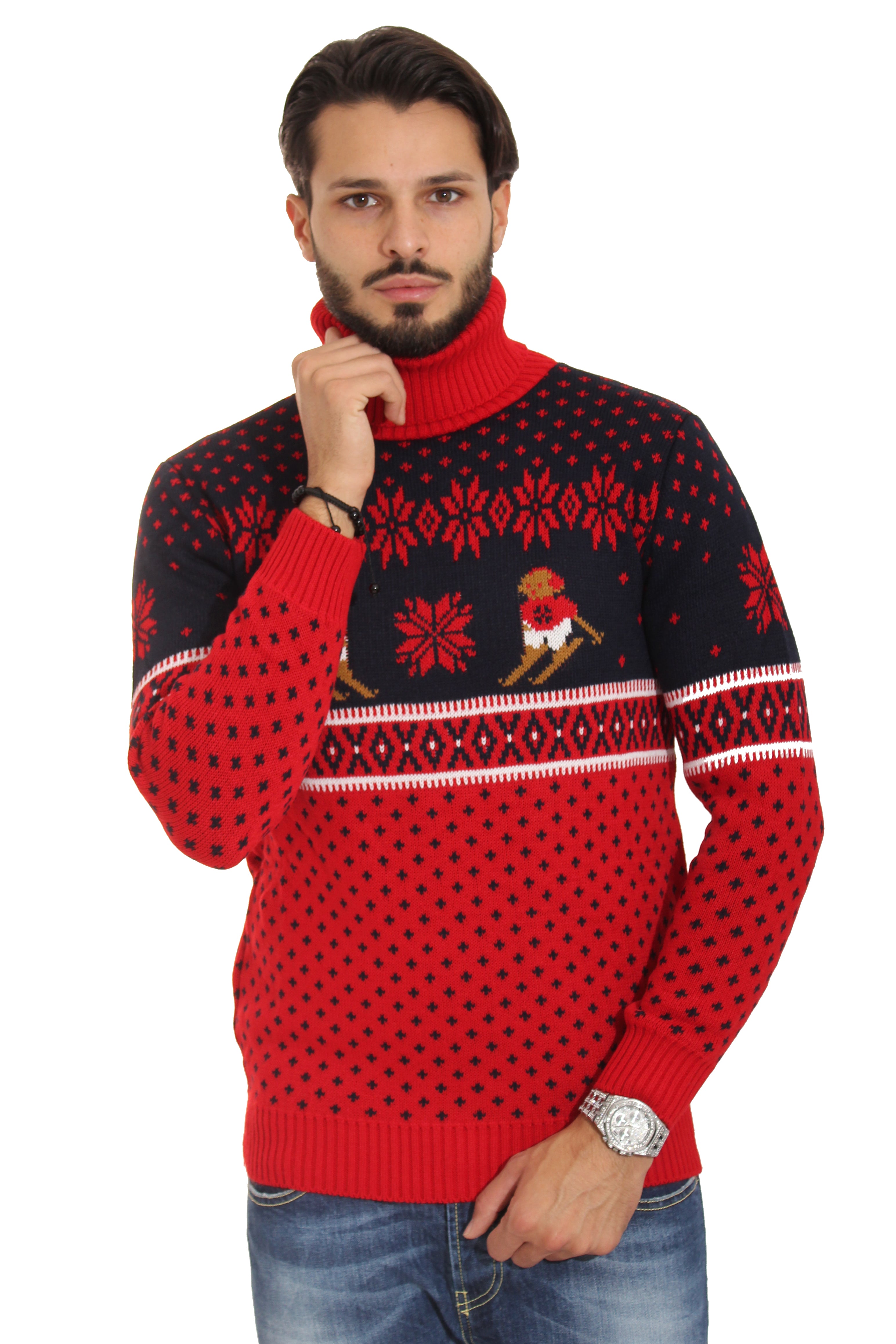 Maglione Uomo Dolcevita Christmas Con Renne Art. Mg66