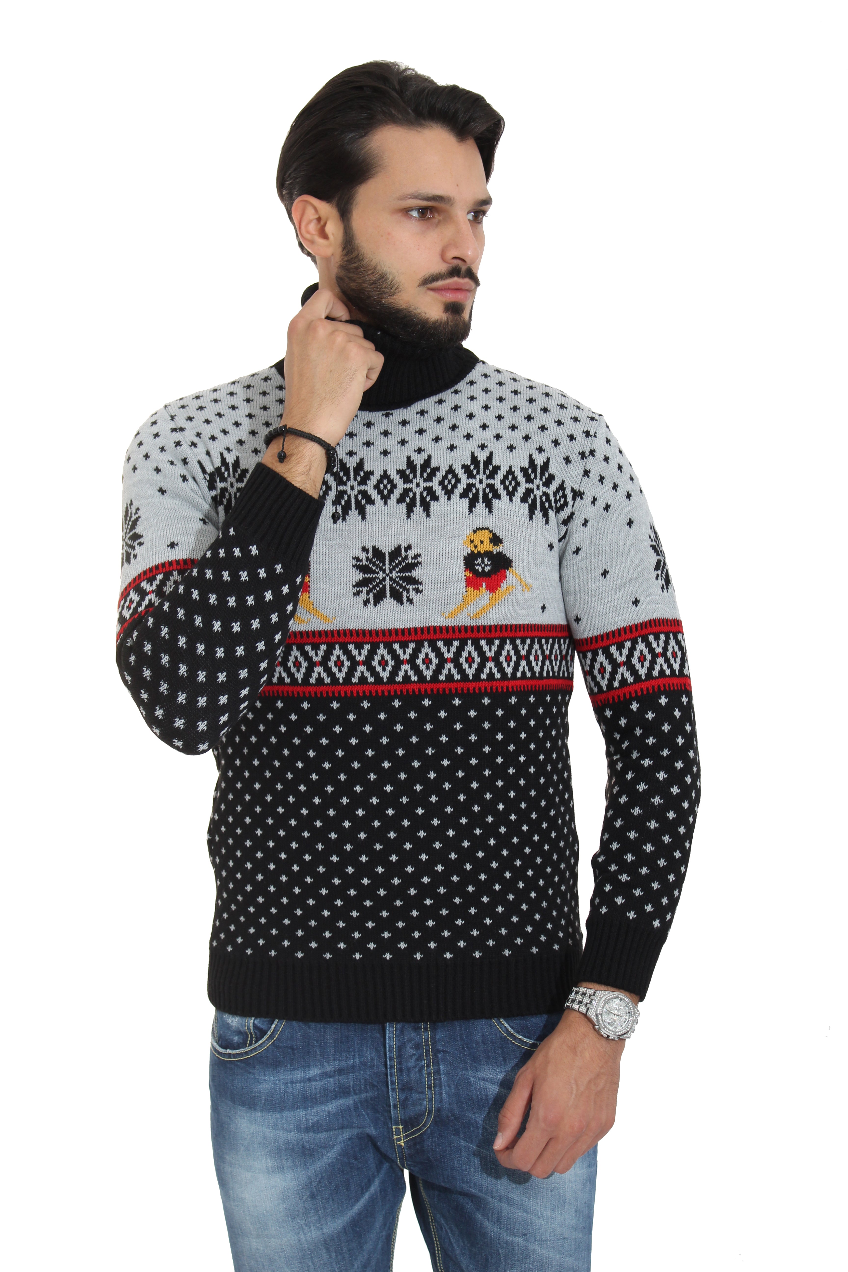 Maglione Uomo Dolcevita Christmas Con Renne Art. Mg66