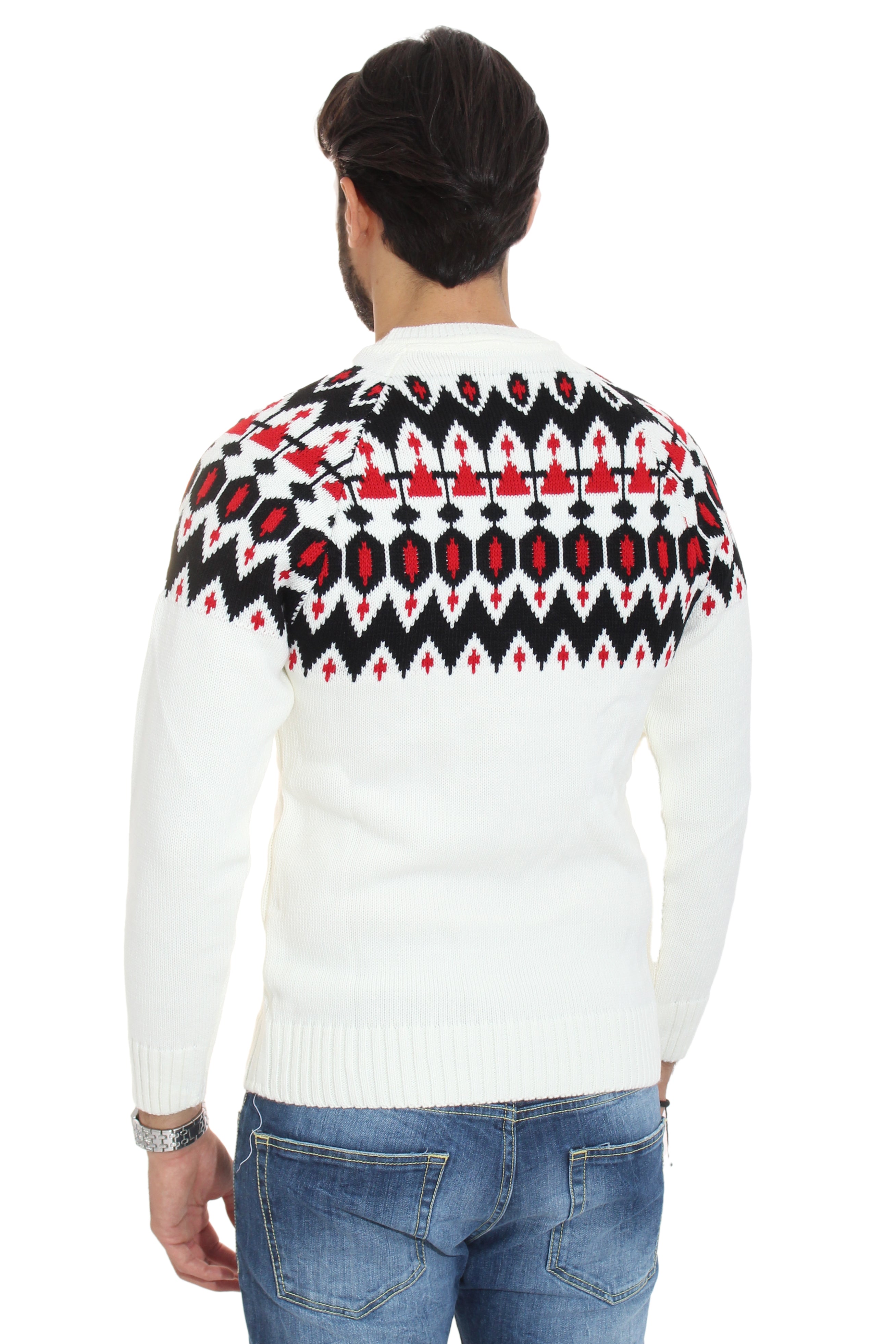 Maglione Uomo Pullover Girocollo Fantasia Rombi Art. Mg65