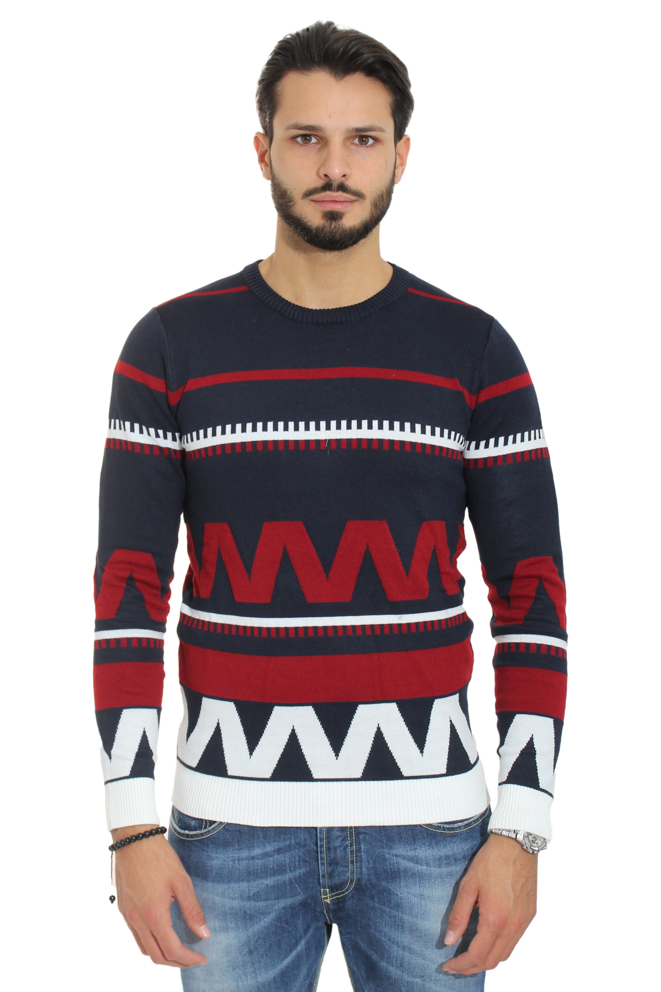 Maglione Uomo Pullover Girocollo Fantasia Art. Mg64
