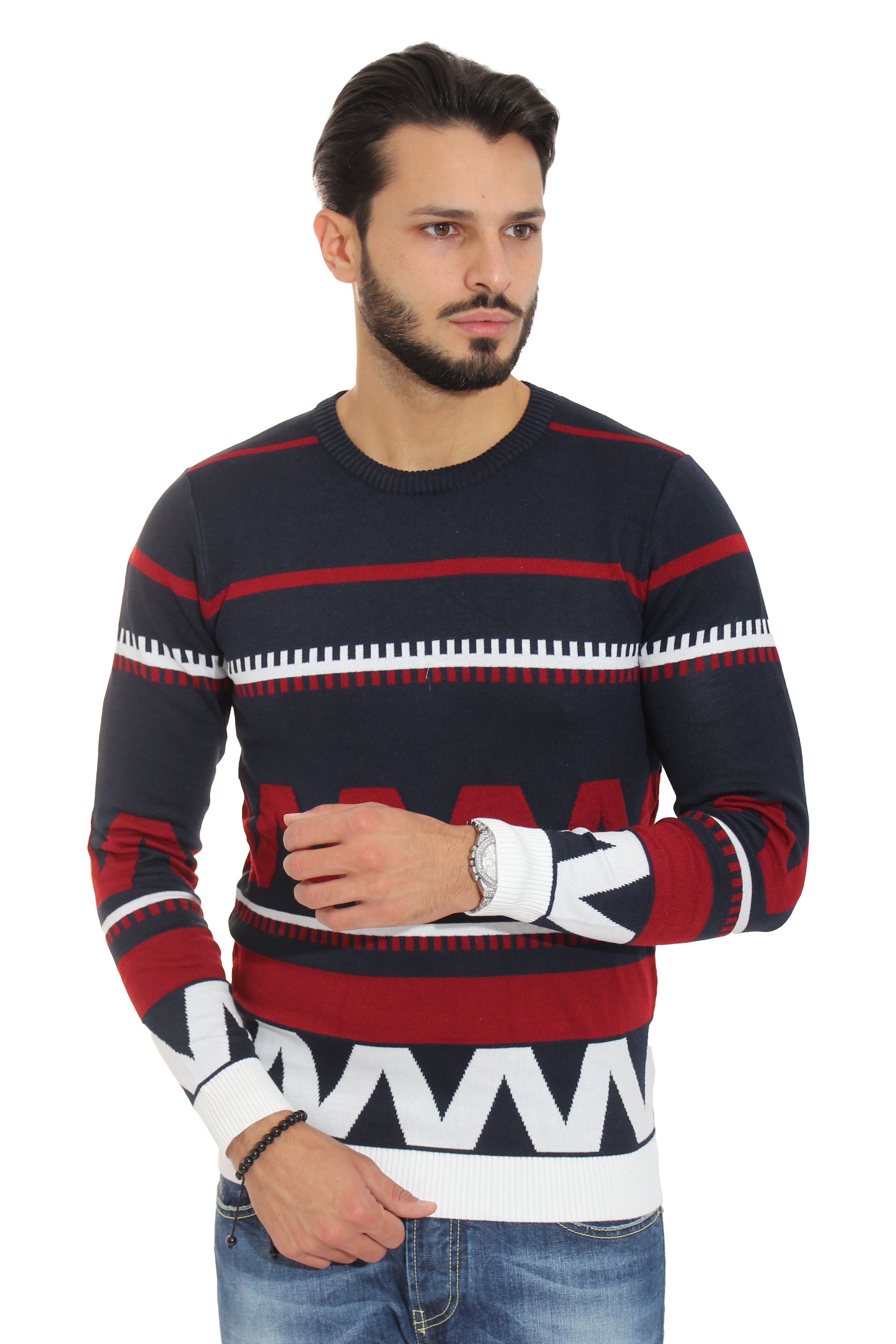 Maglione Uomo Pullover Girocollo Fantasia Art. Mg64