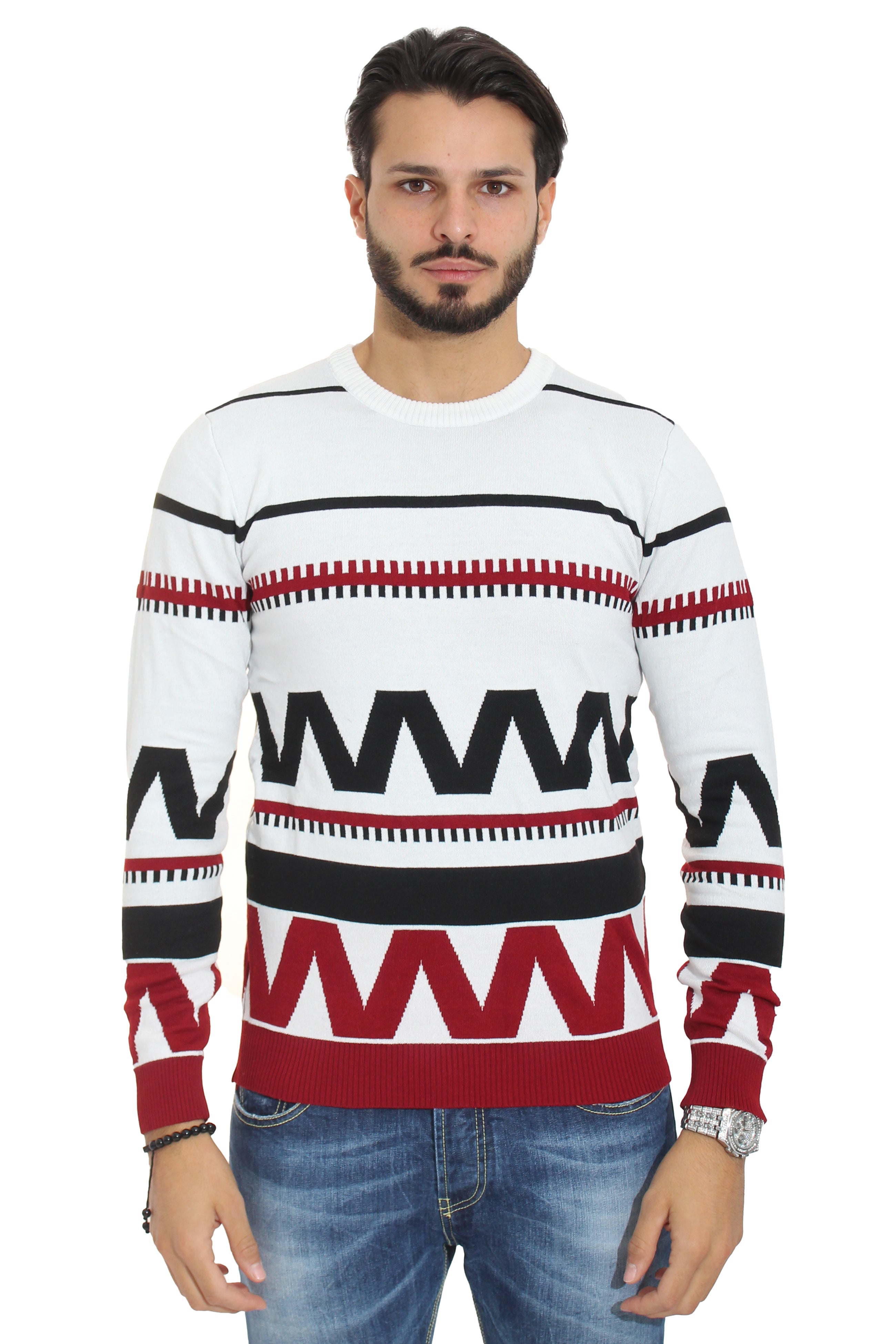 Maglione Uomo Pullover Girocollo Fantasia Art. Mg64