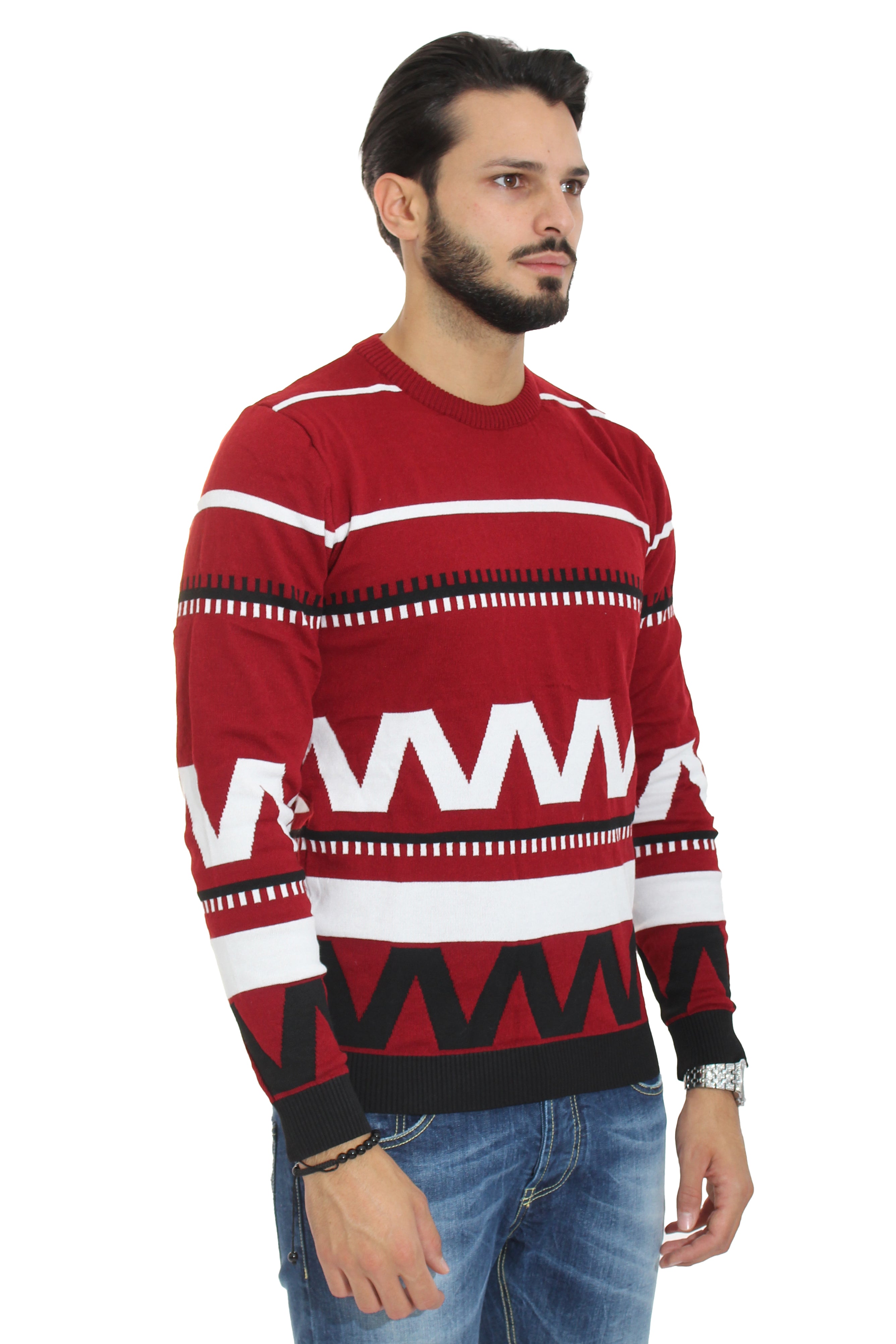 Maglione Uomo Pullover Girocollo Fantasia Art. Mg64