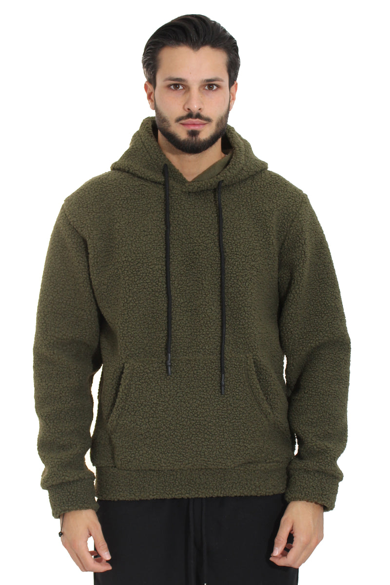 Generisch Felpa da uomo a mezza zip, con cappuccio, slim fit