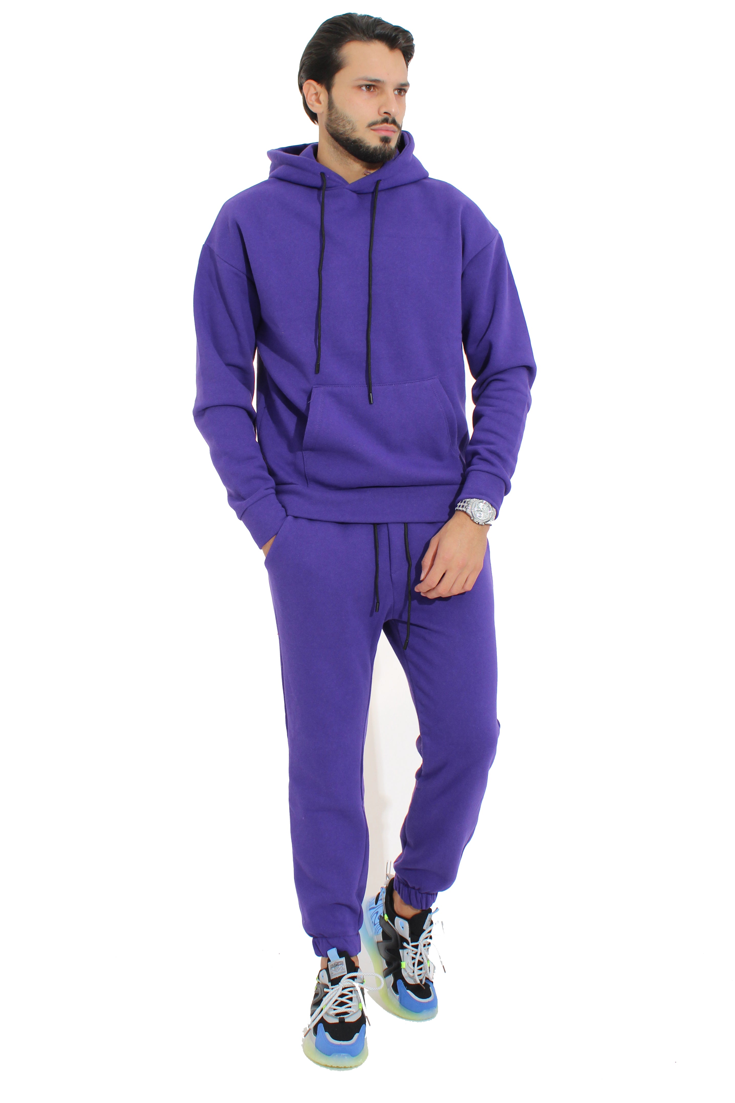 Tuta Uomo Tinta Unita Completo Felpato Art. Tt73