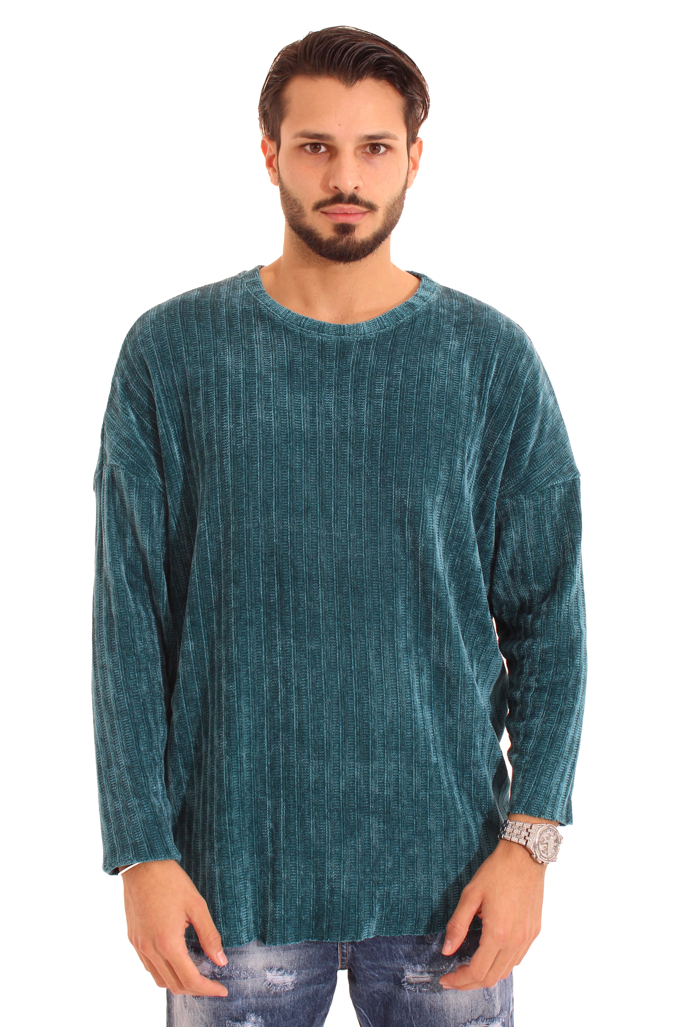 Maglione Uomo Ciniglia Over Size Taglio Vivo Art. Mg72