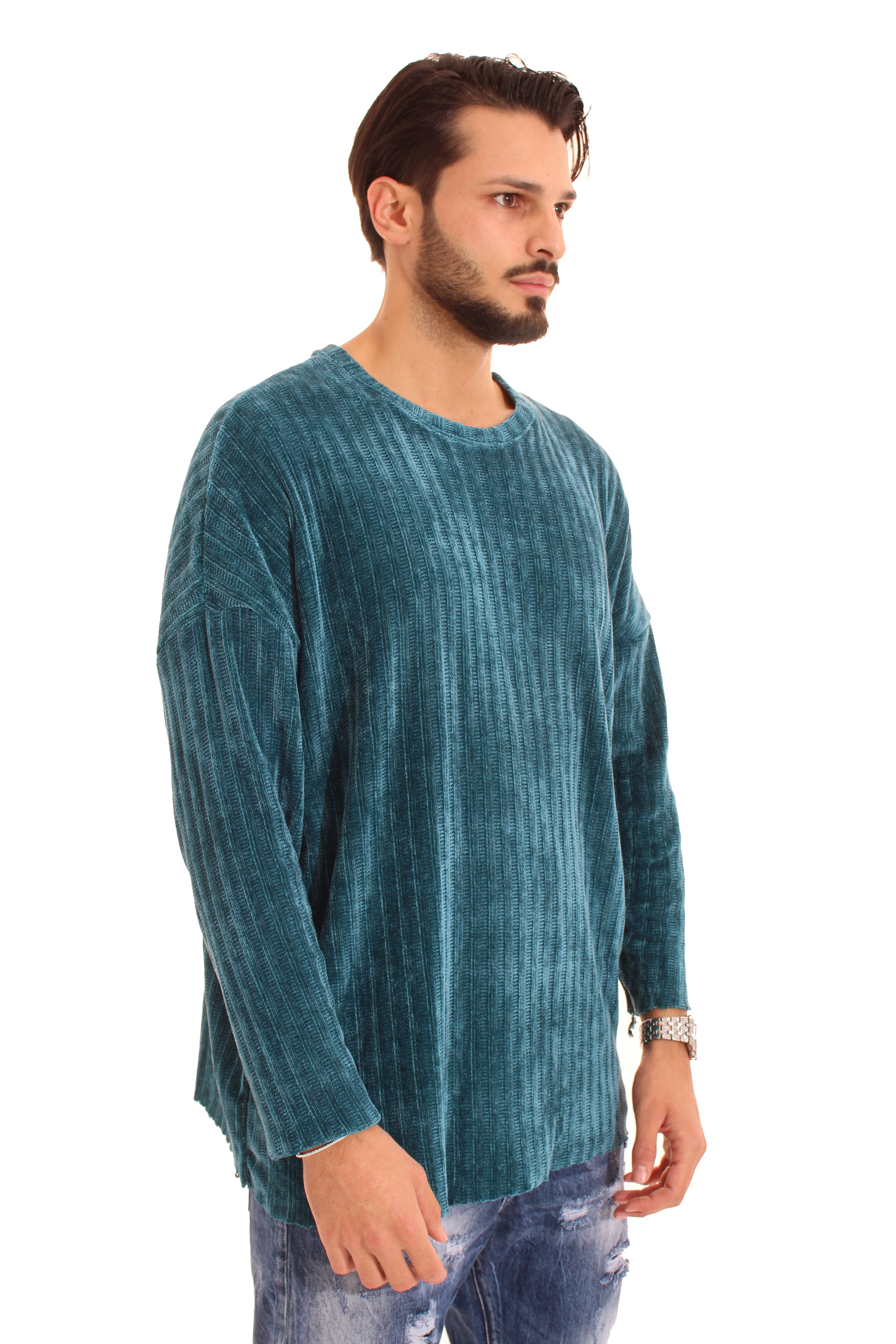 Maglione Uomo Ciniglia Over Size Taglio Vivo Art. Mg72