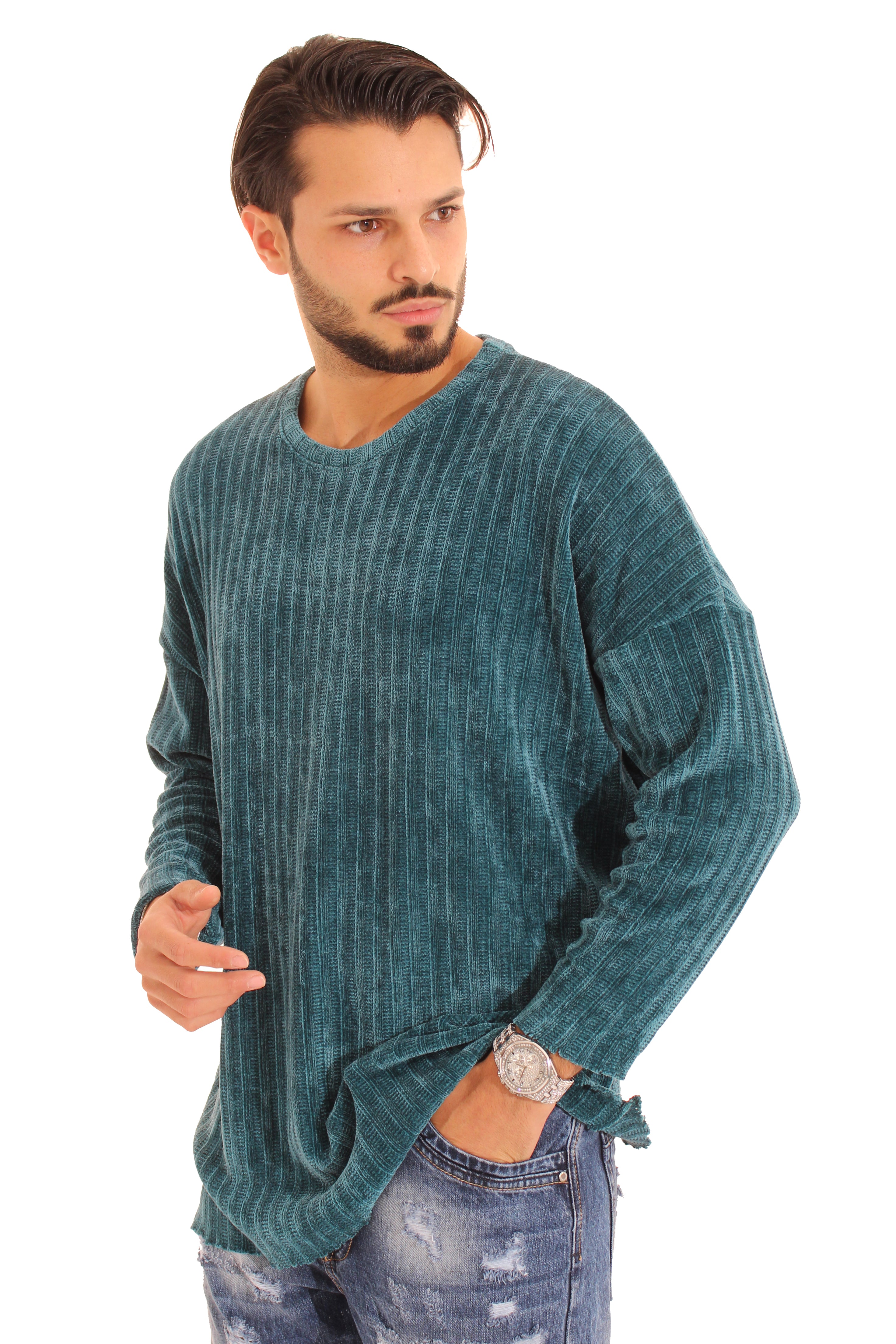 Maglione Uomo Ciniglia Over Size Taglio Vivo Art. Mg72