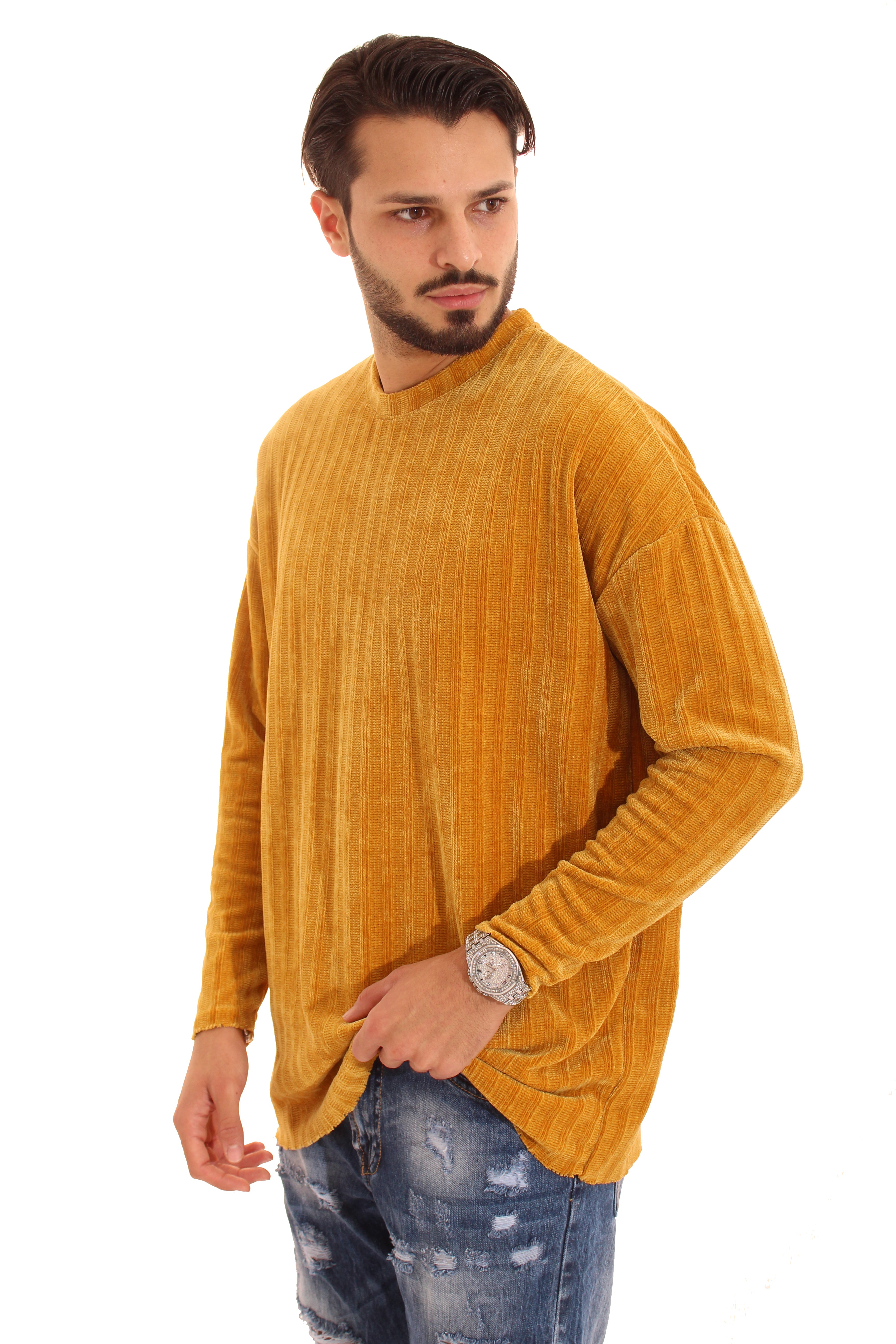 Maglione Uomo Ciniglia Over Size Taglio Vivo Art. Mg72