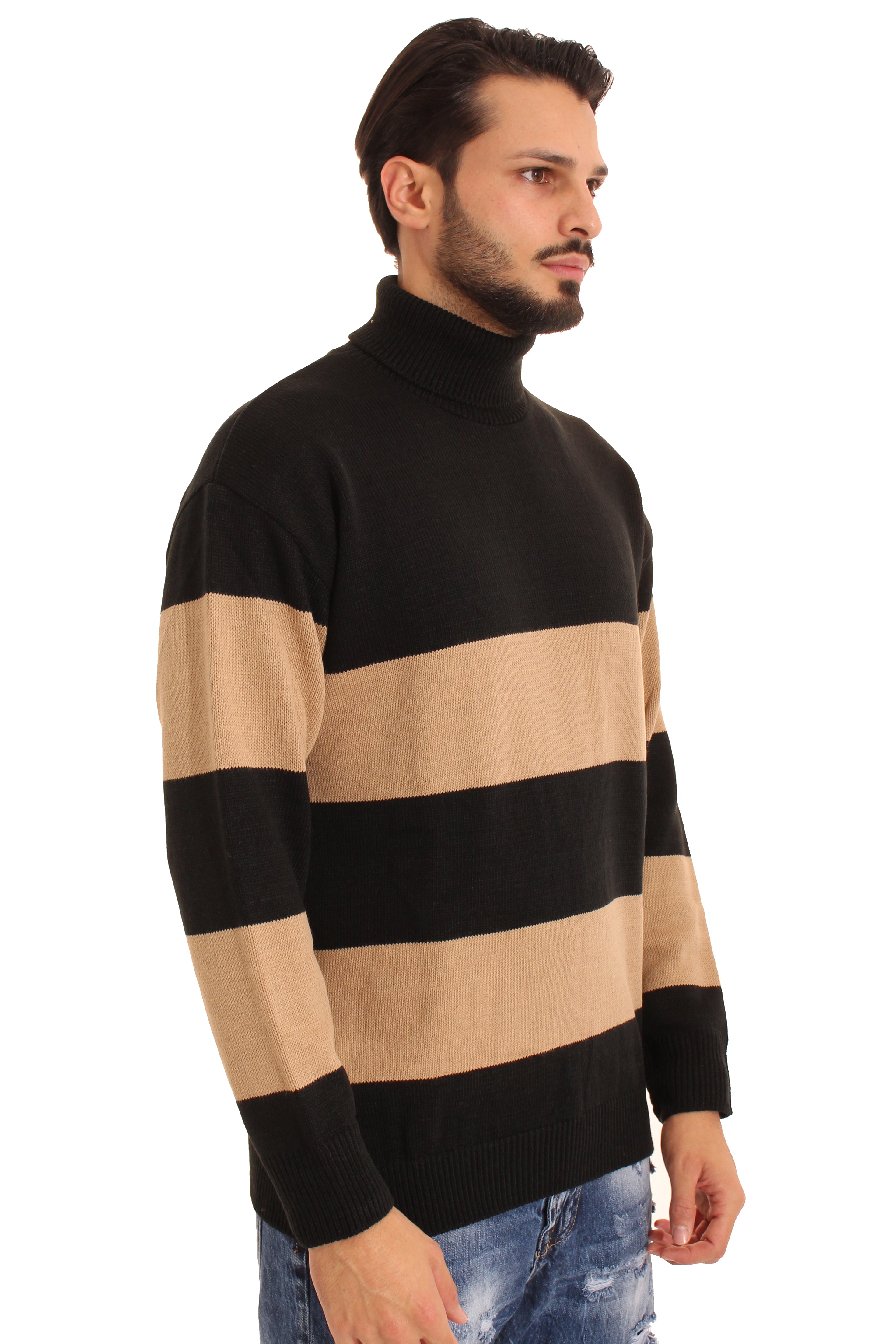 Maglione Uomo Dolcevita Fantasia Fasce Art. Mg77