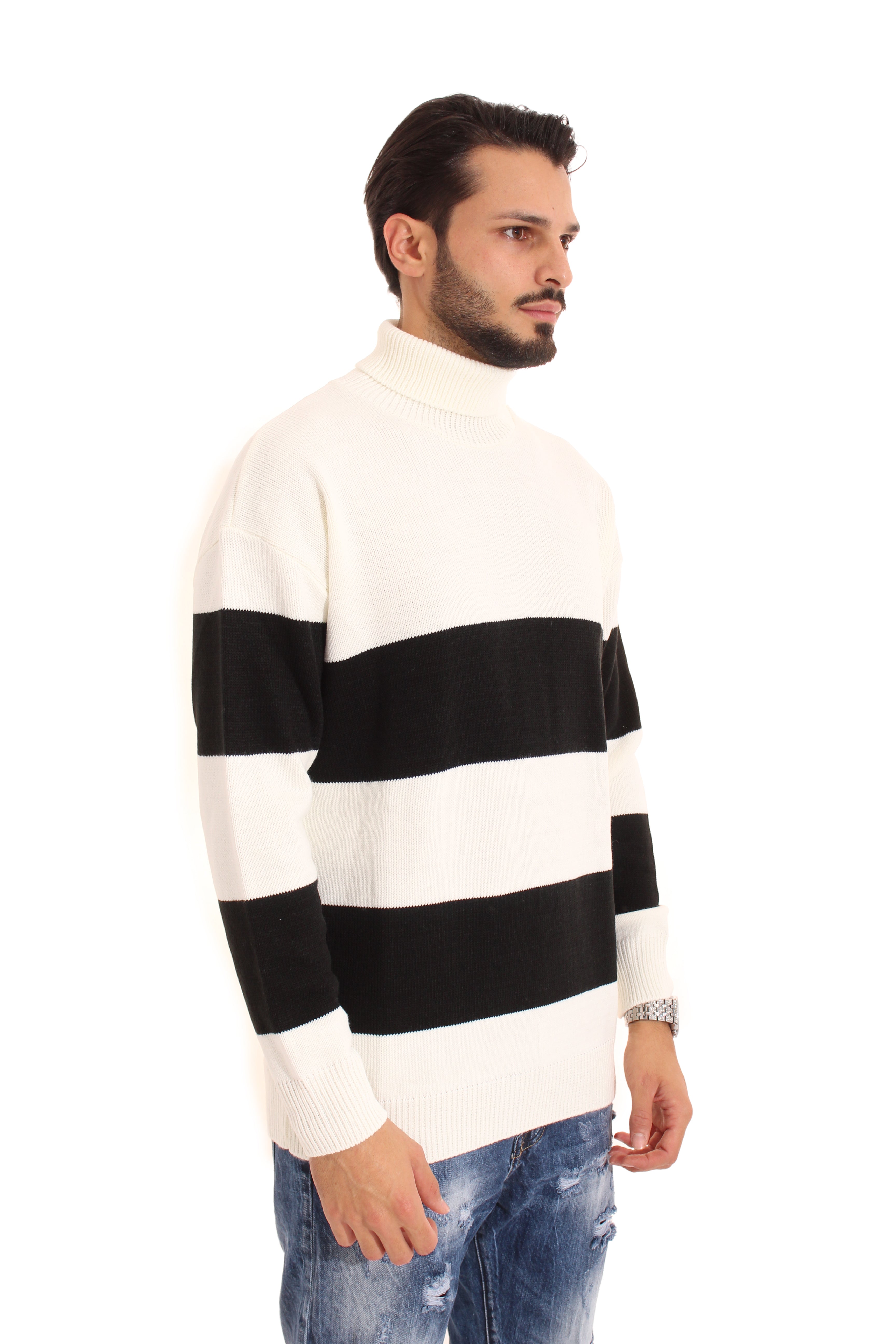 Maglione Uomo Dolcevita Fantasia Fasce Art. Mg77