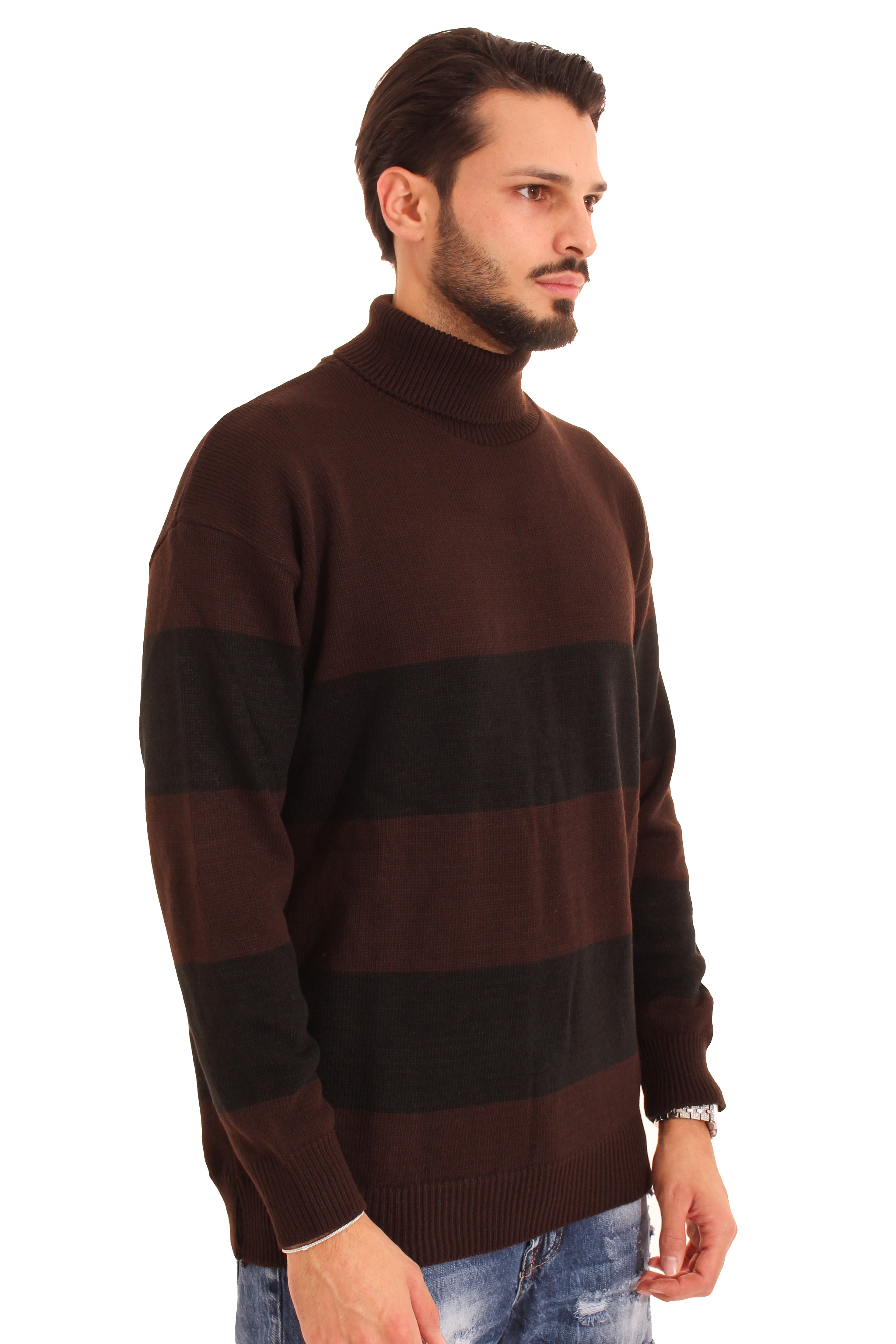 Maglione Uomo Dolcevita Fantasia Fasce Art. Mg77