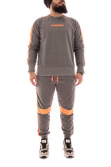 TUTA COMPLETO UOMO BLACKSVNDAY GIROCOLLO FASCE FLUO TASCA AMERICA GRIGIA ART. TT44