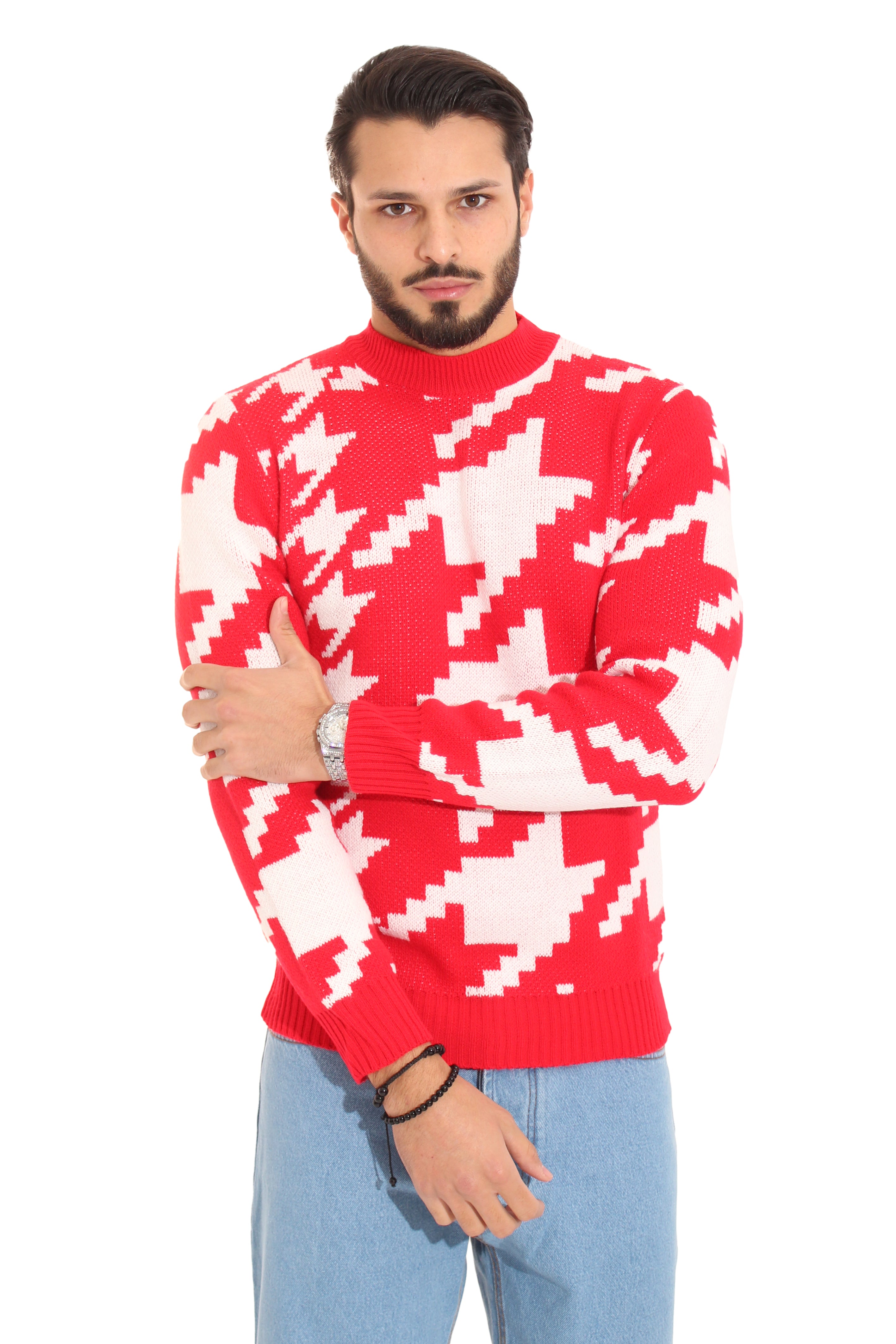 Maglione Uomo Pullover Girocollo Bicolore Art. Mg79