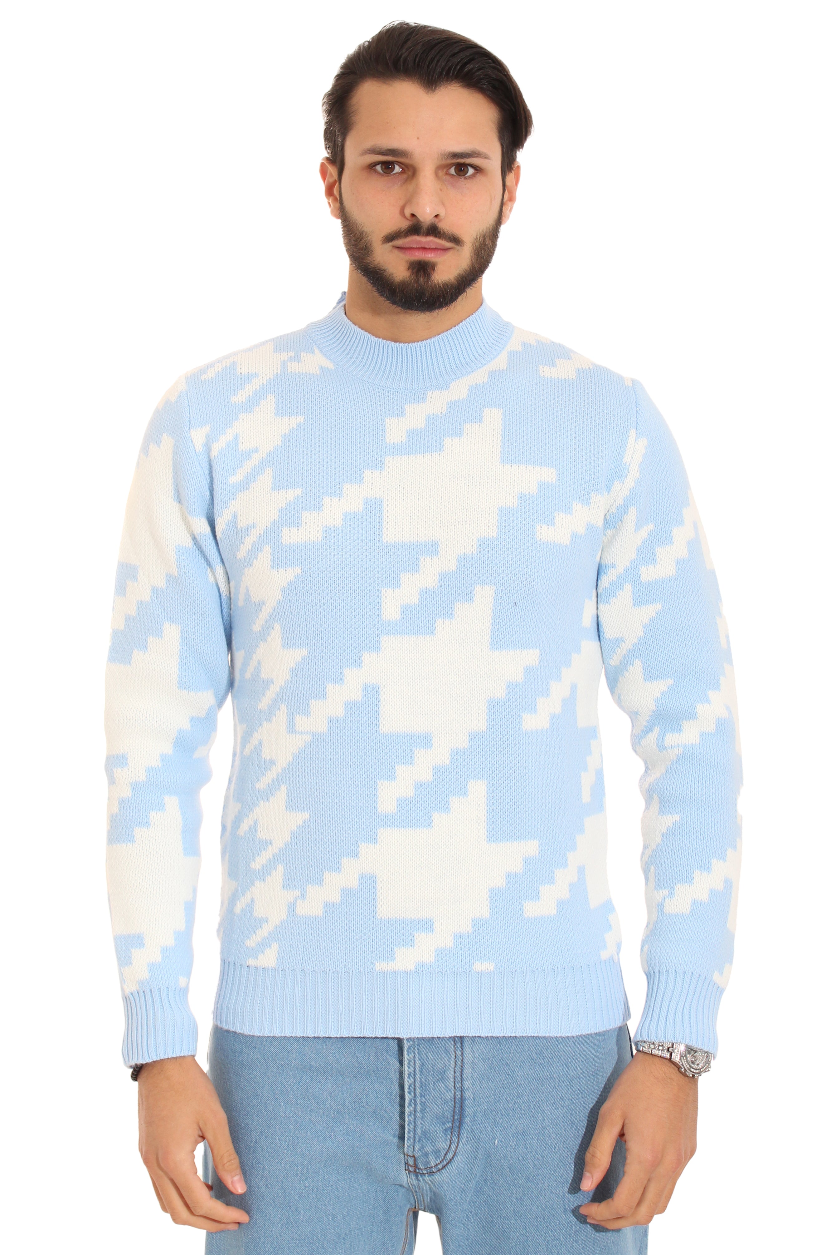 Maglione Uomo Pullover Girocollo Bicolore Art. Mg79