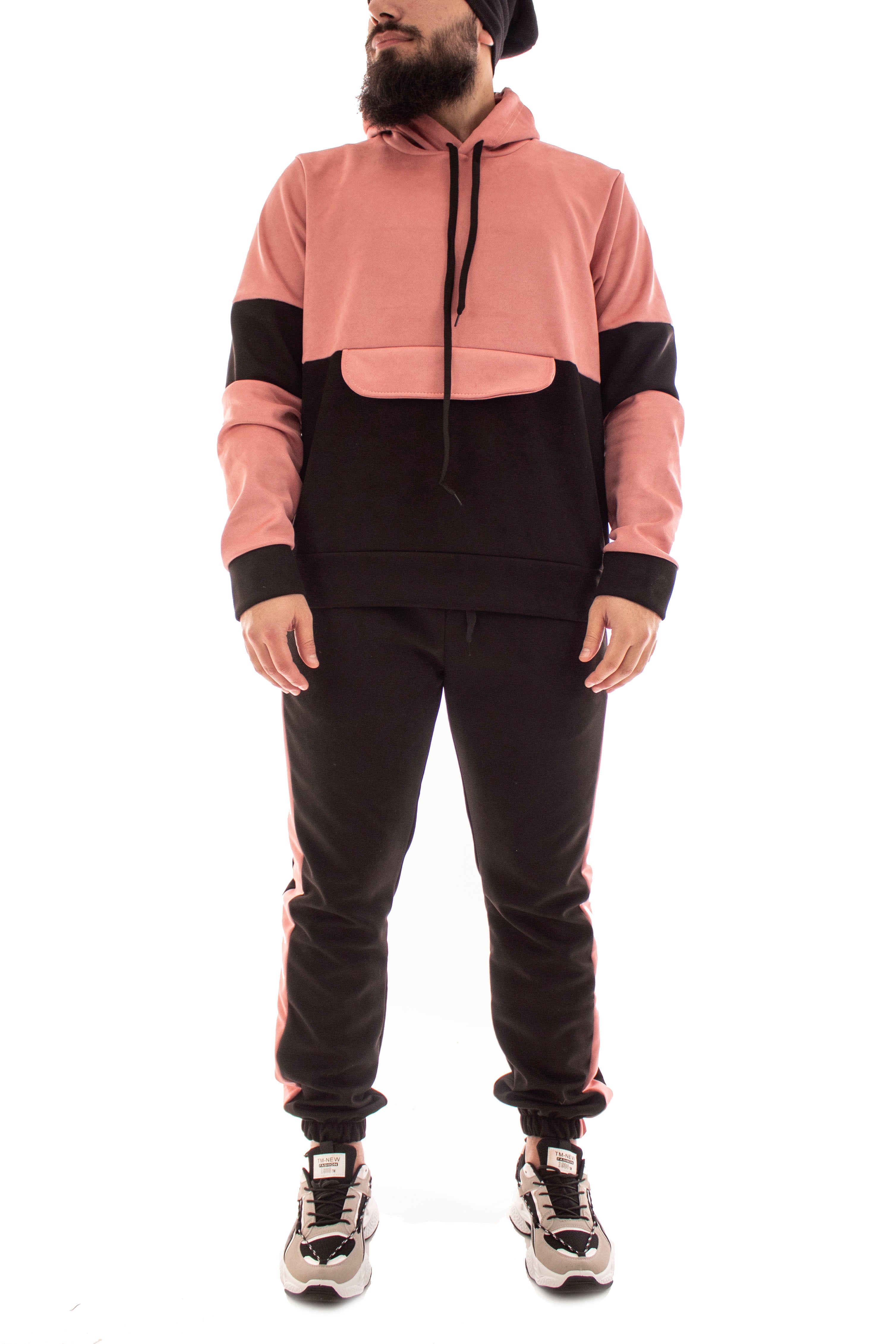 TUTA COMPLETO MOD.DAINETTO BICOLORE TASCA AMERICA SCAMOSCIATA ROSA ART. TT44