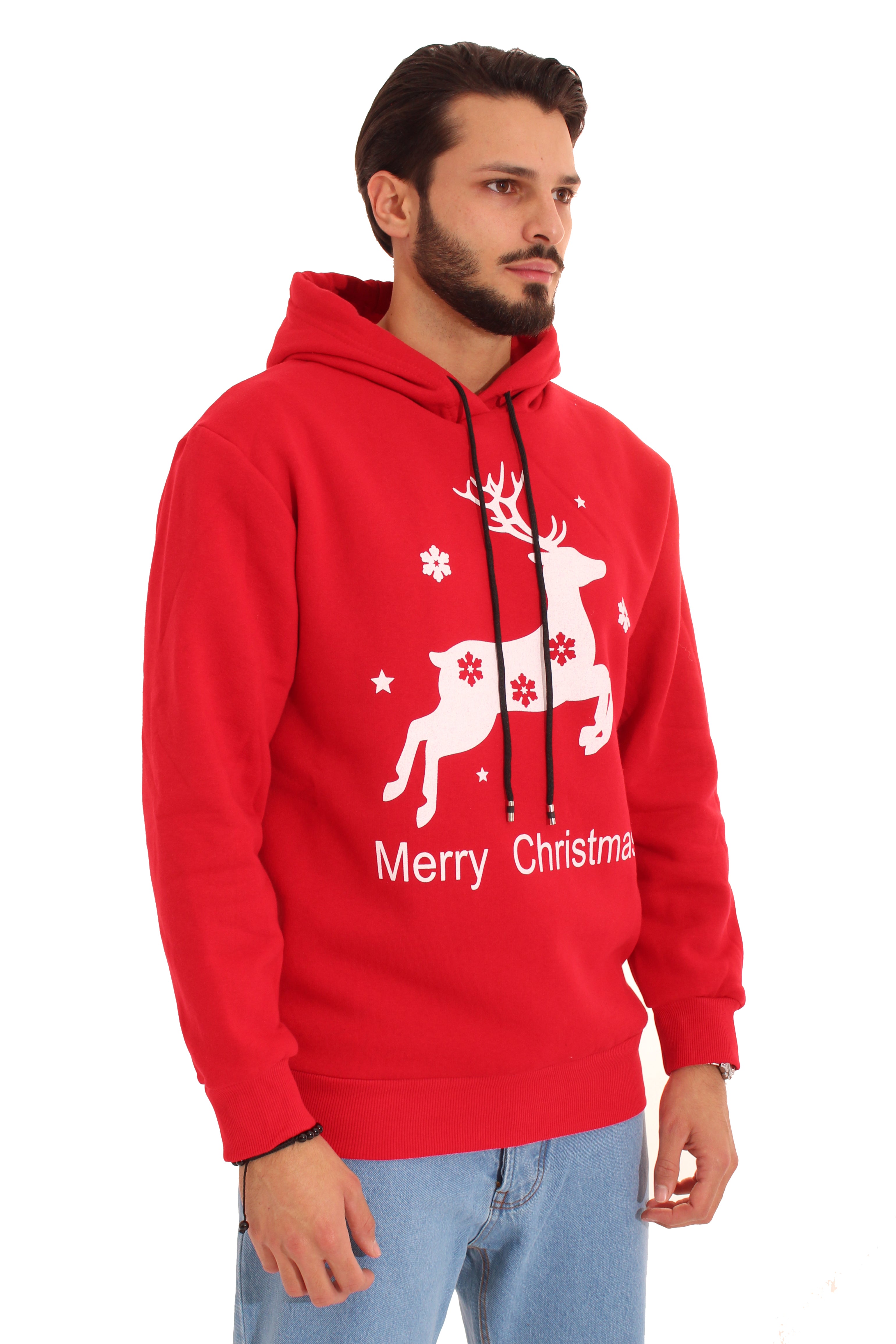 Felpa Uomo Merry Christmas Con Renne Art. Fe107