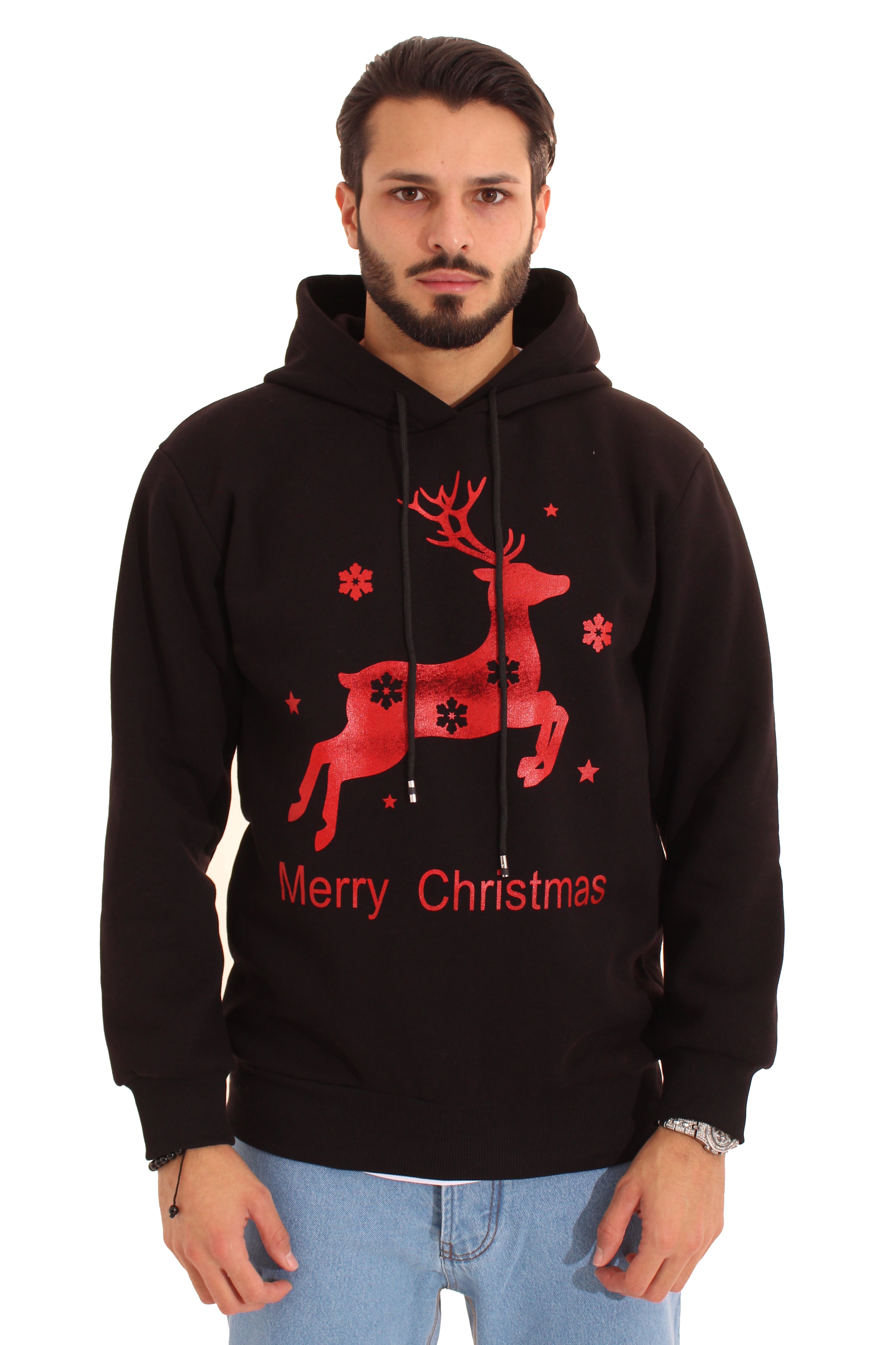 Felpa Uomo Merry Christmas Con Renne Art. Fe107