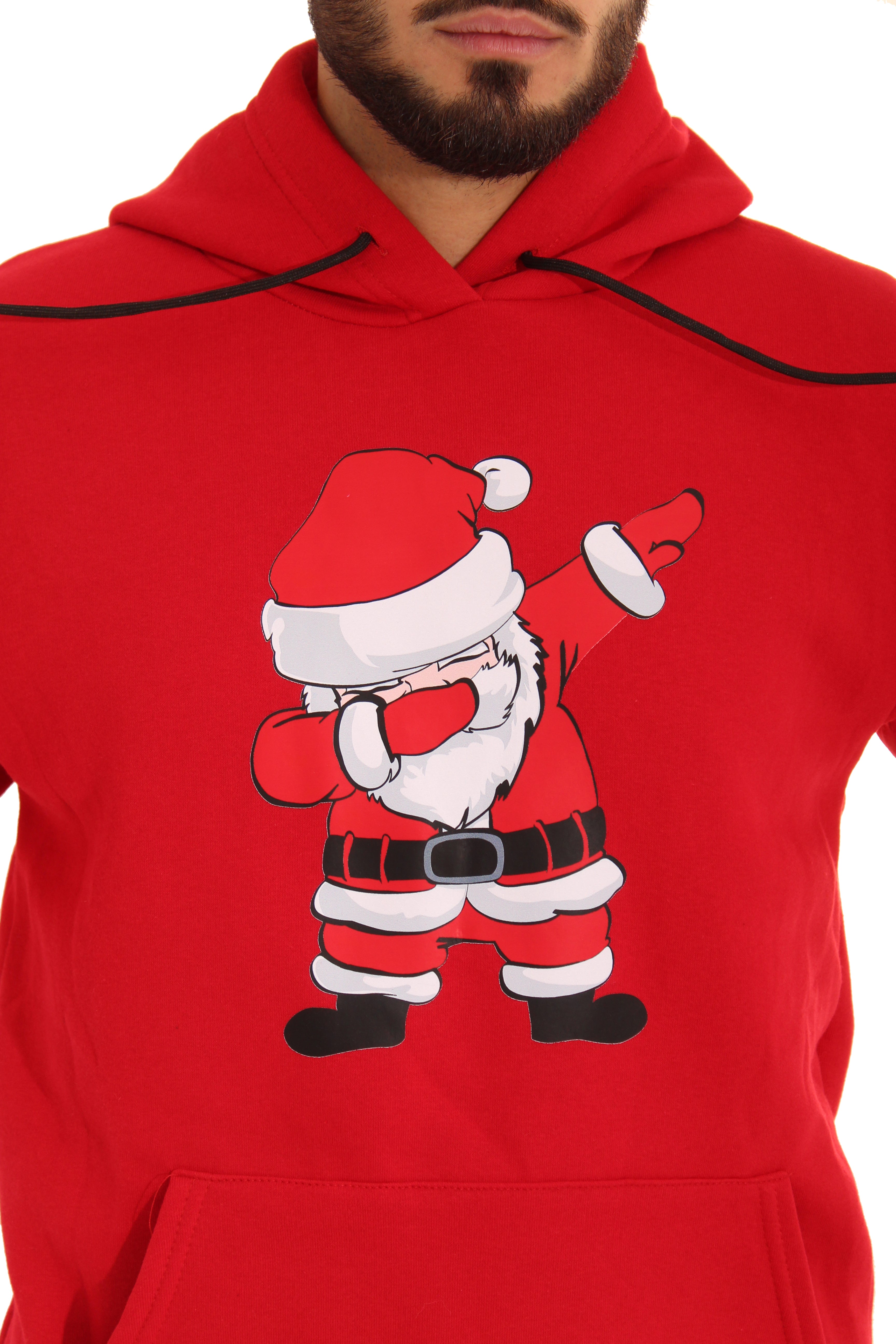 Felpa Uomo Stampa Babbo Natale Con Cappuccio Art. Fe106