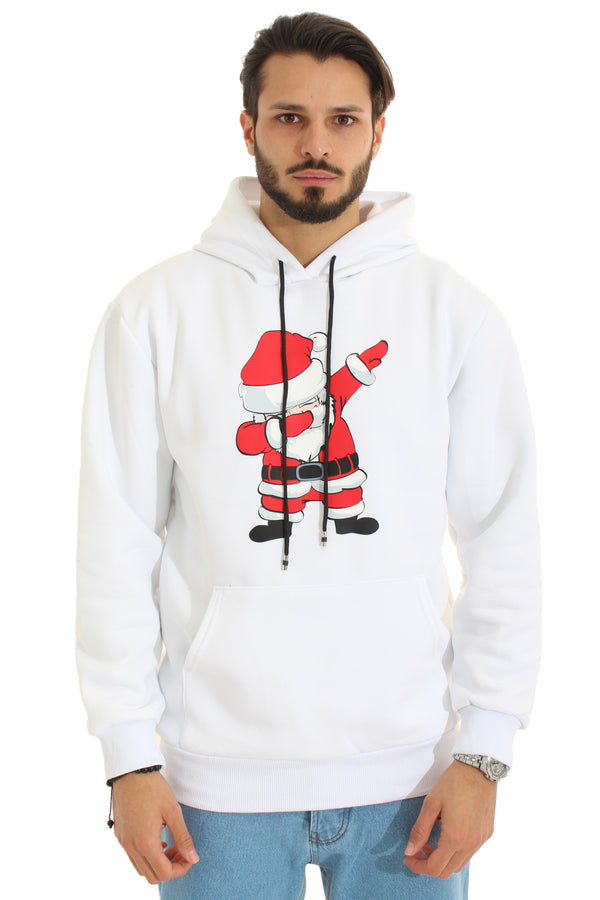 Felpa Uomo Stampa Babbo Natale Con Cappuccio Art. Fe106