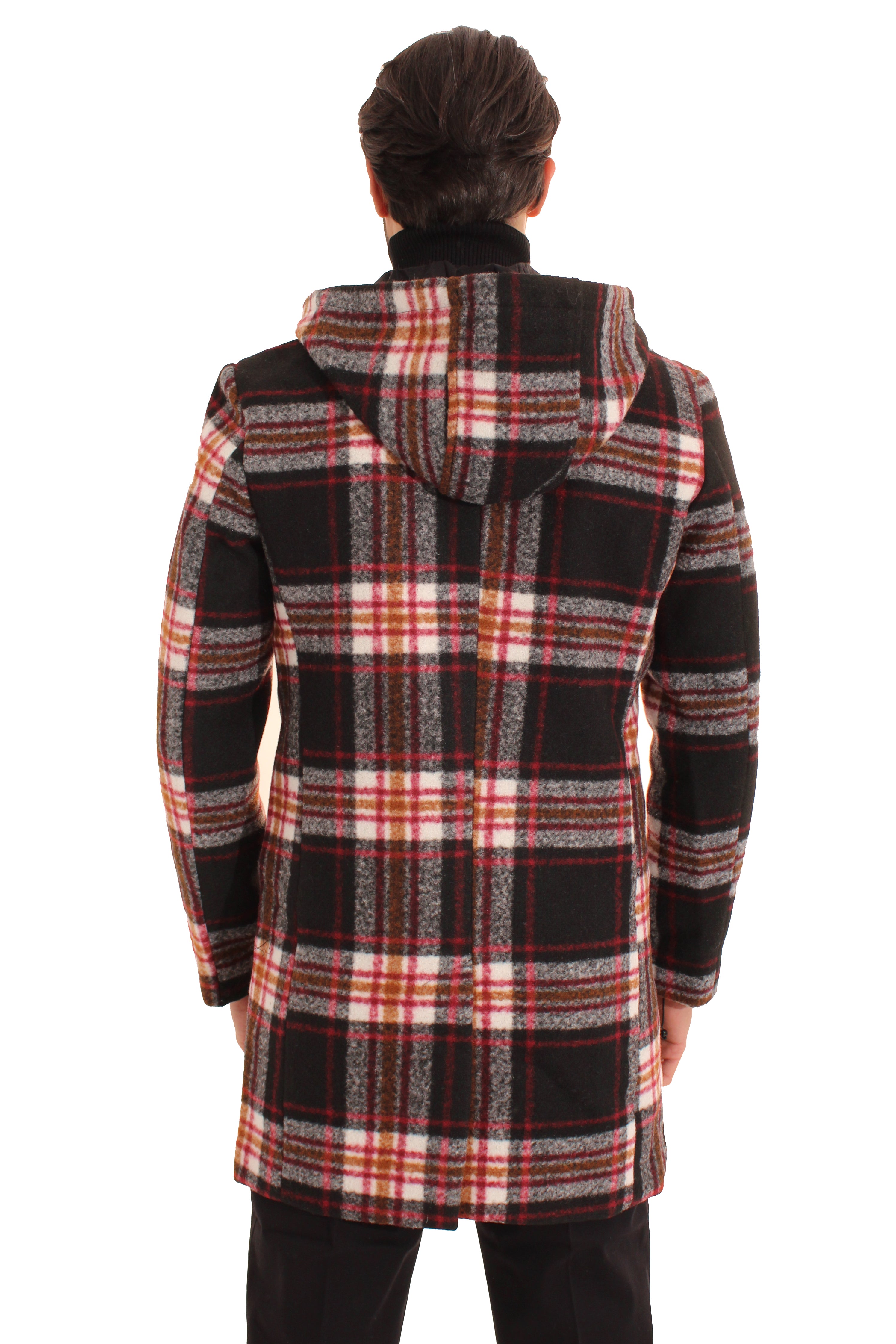 Cappotto Uomo Monopetto Scozzese Con Cappuccio Art. Cp21