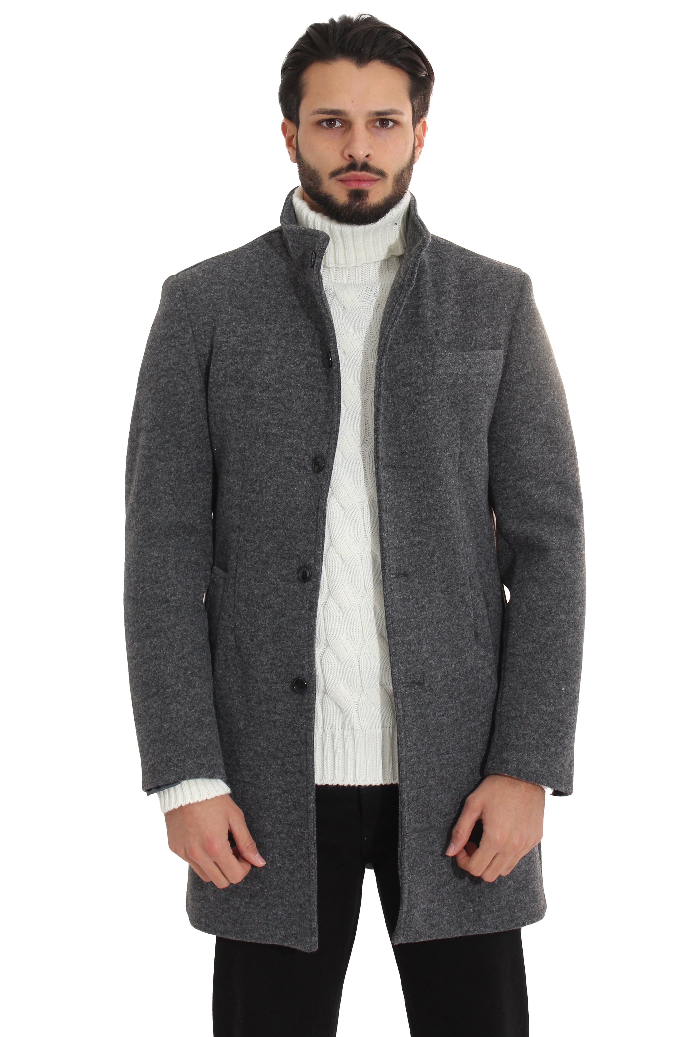 Cappotto Uomo Giacca Monopetto Collo Alto Art. Cp15