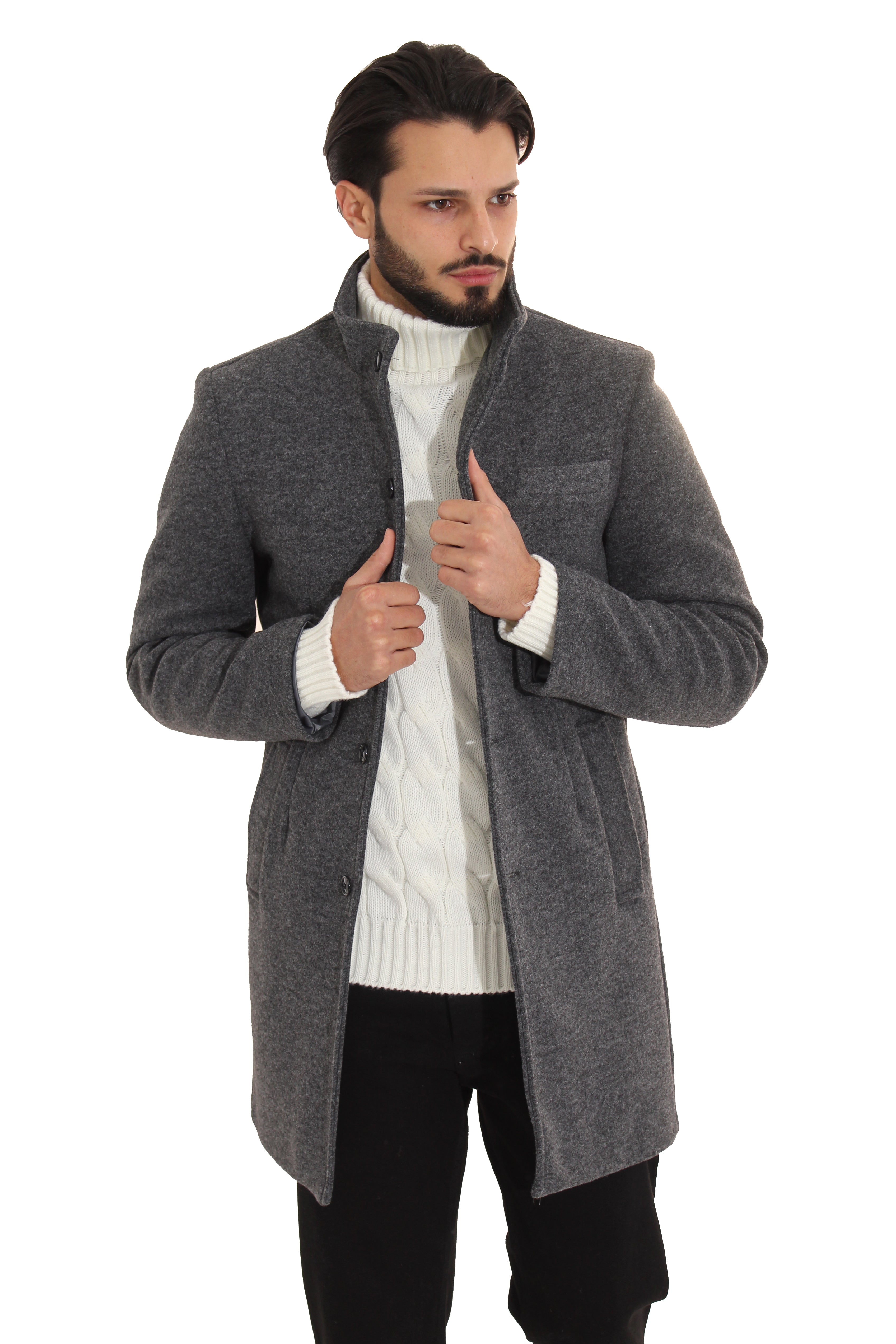 Cappotto Uomo Giacca Monopetto Collo Alto Art. Cp15