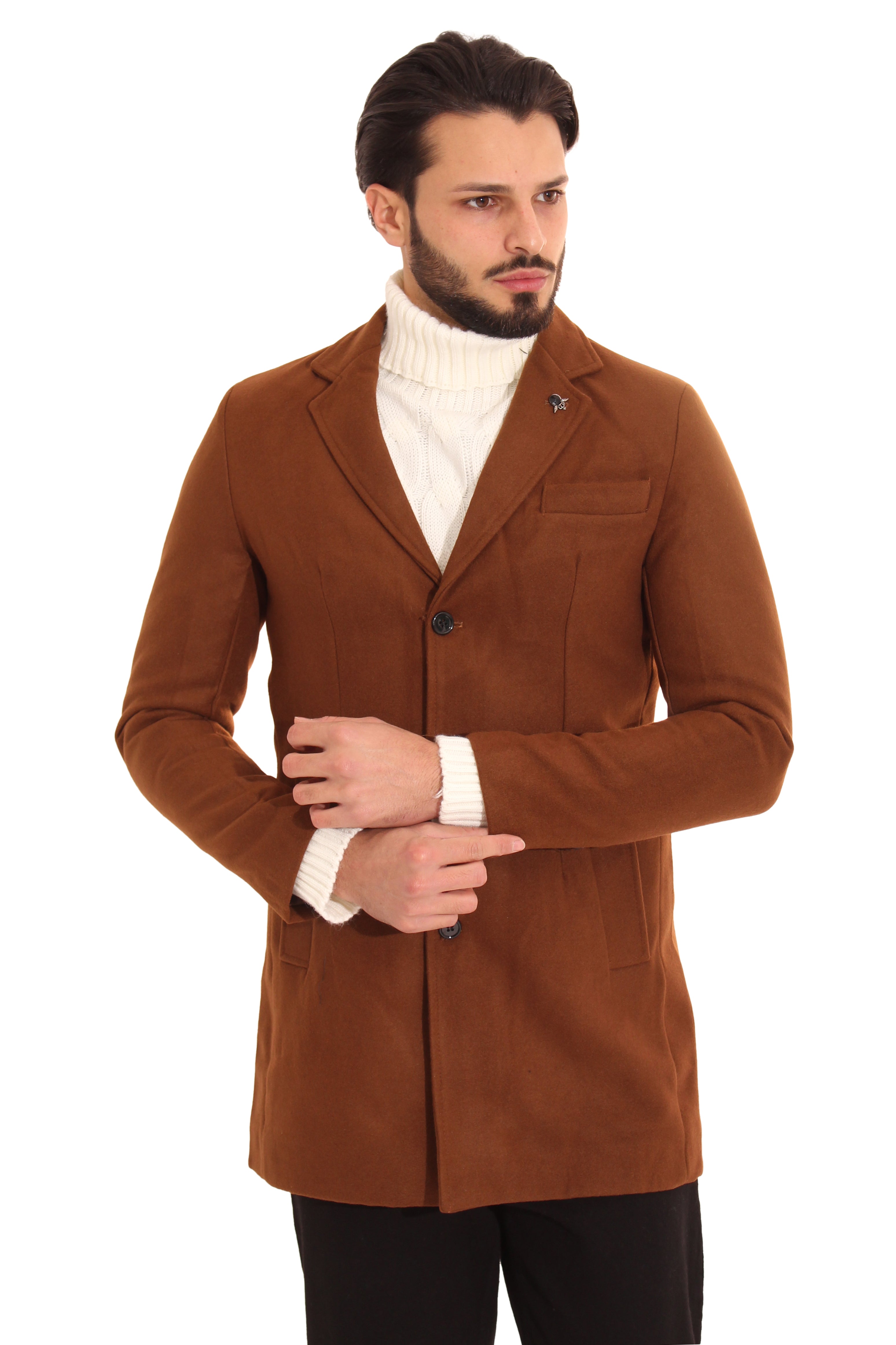 Cappotto Uomo Giacca Con Scollo A ''V'' e Spilla Art. Cp01