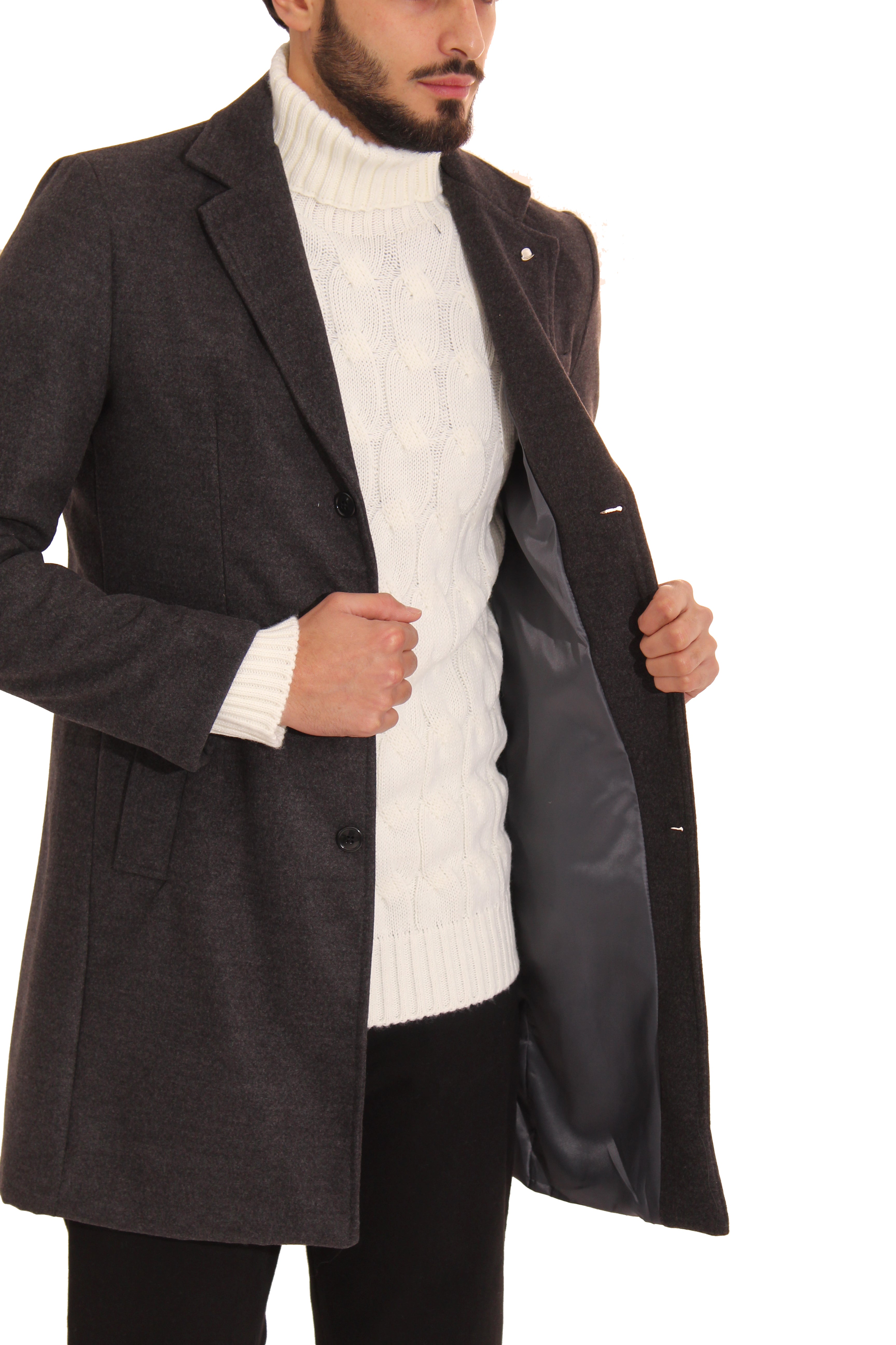 Cappotto Uomo Giacca Con Scollo A ''V'' e Spilla Art. Cp01