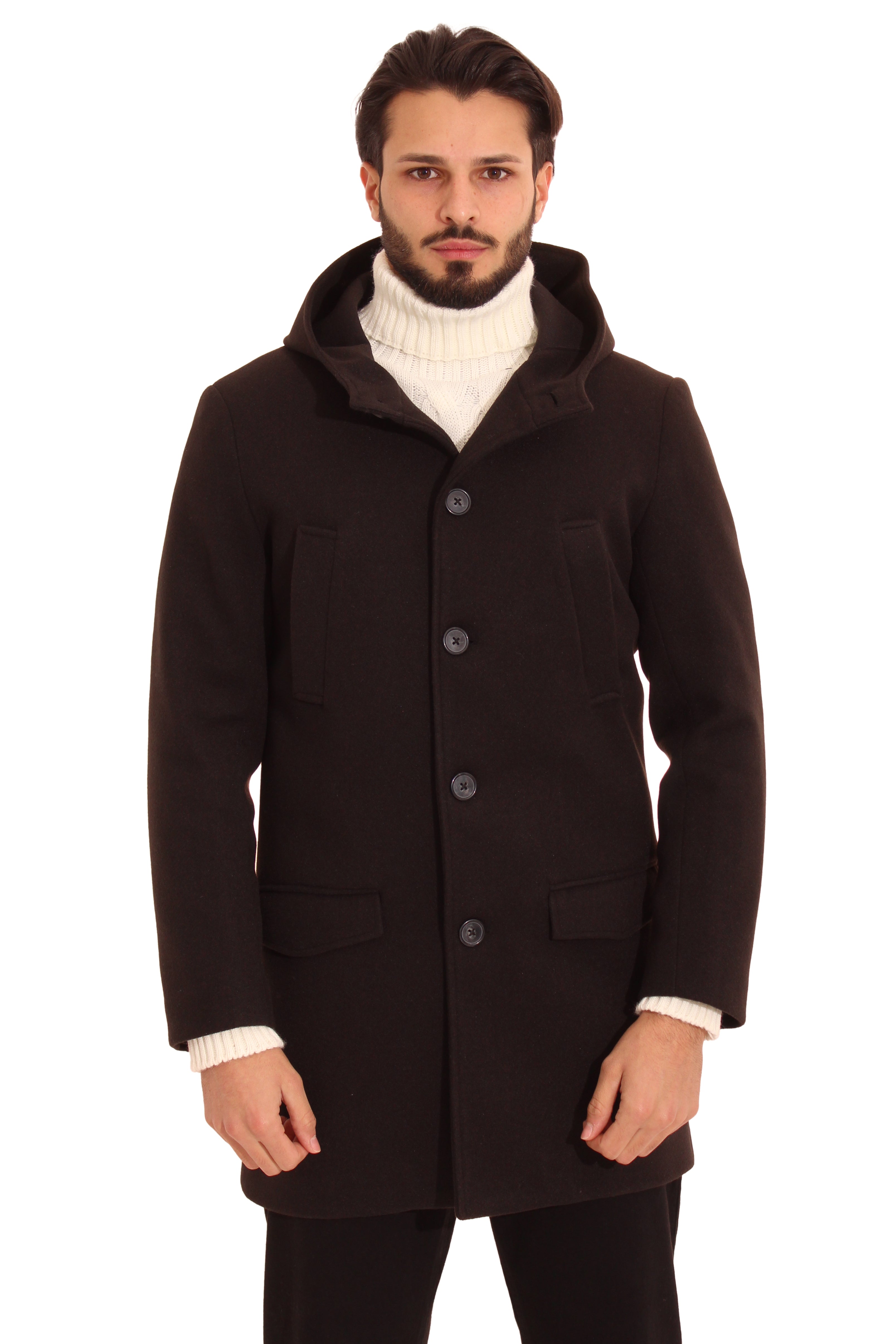 Cappotto Giacca Uomo Con Cappuccio Monopetto Art. Cp22