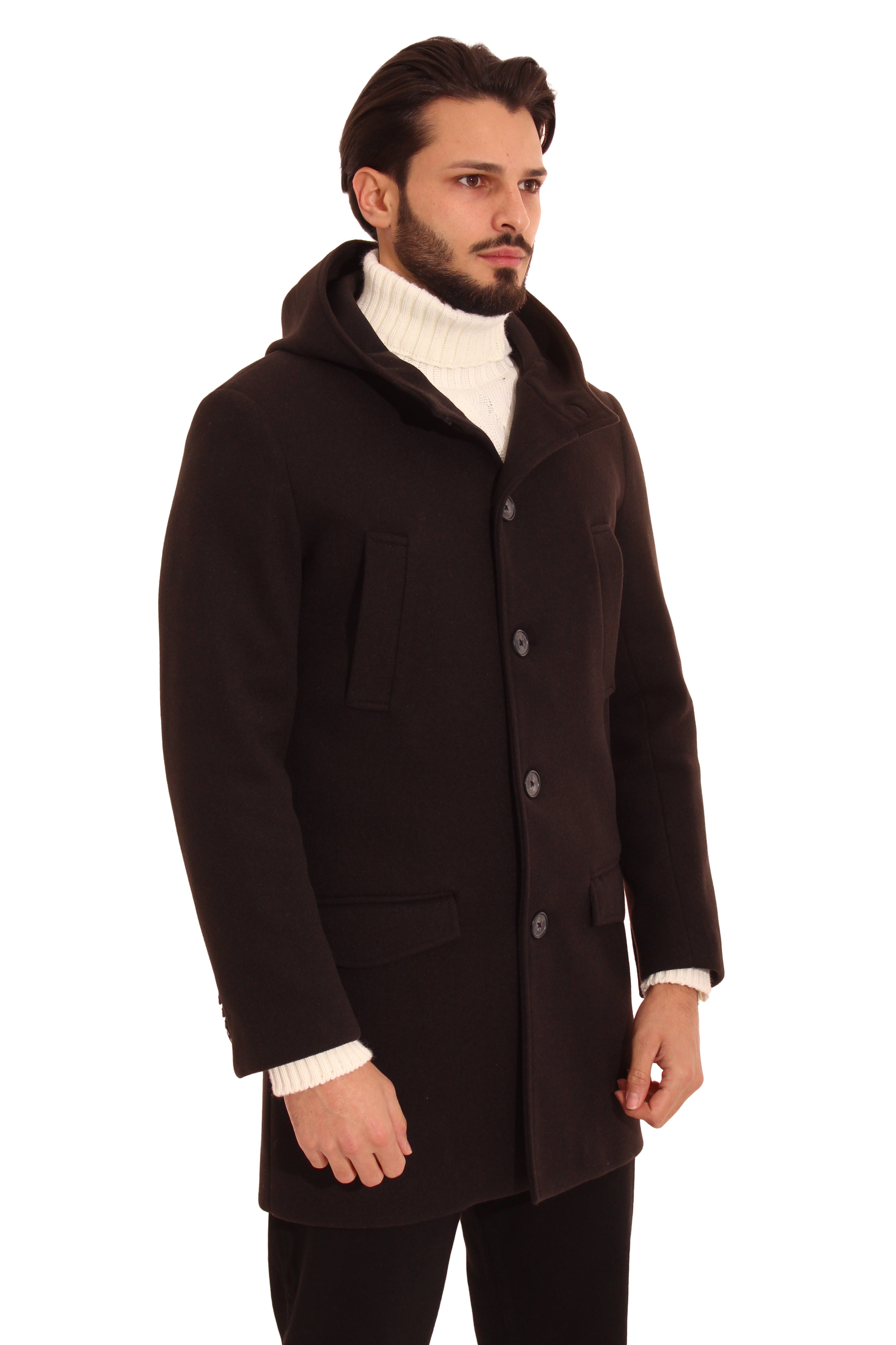 Cappotto Giacca Uomo Con Cappuccio Monopetto Art. Cp22