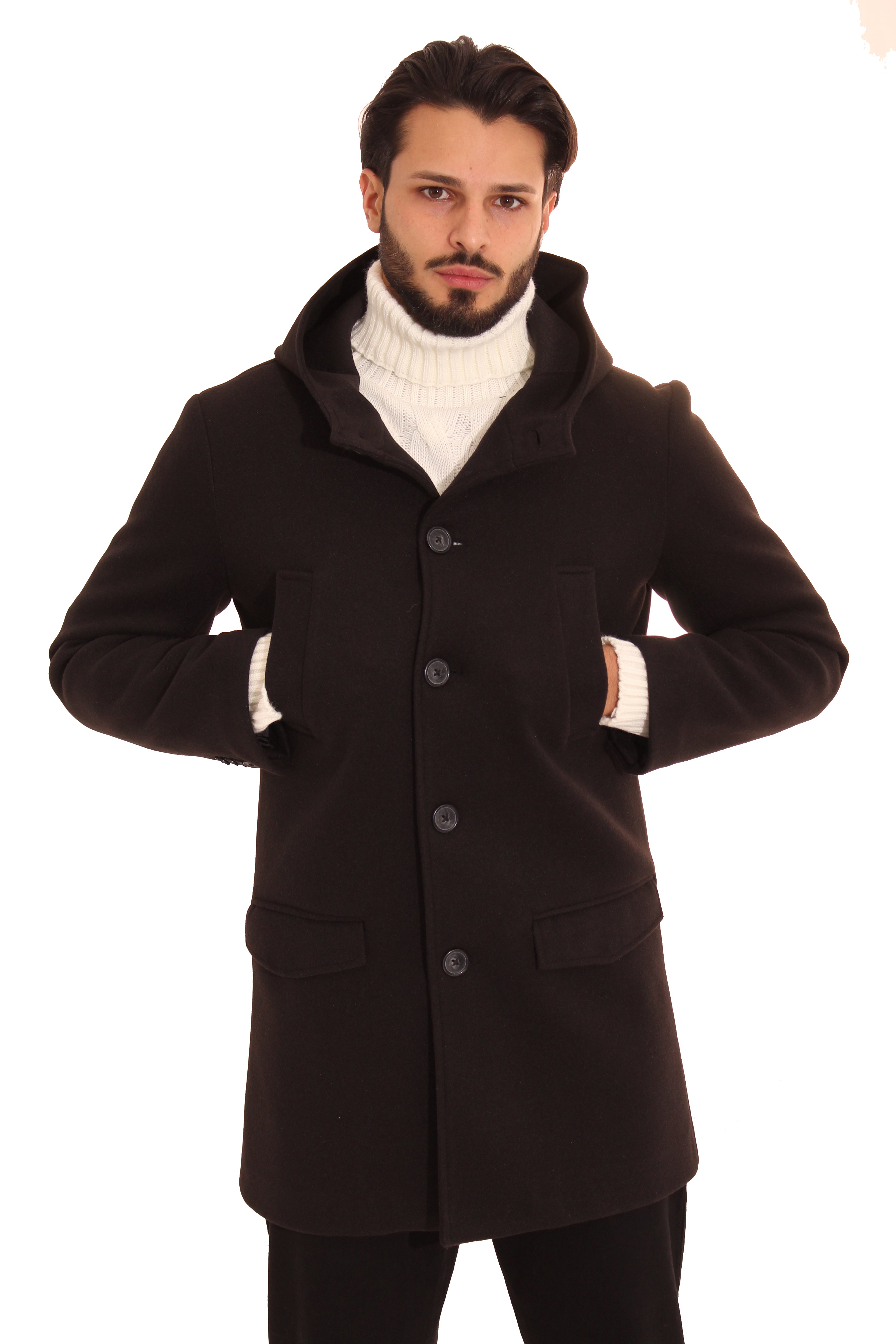 Cappotto Giacca Uomo Con Cappuccio Monopetto Art. Cp22