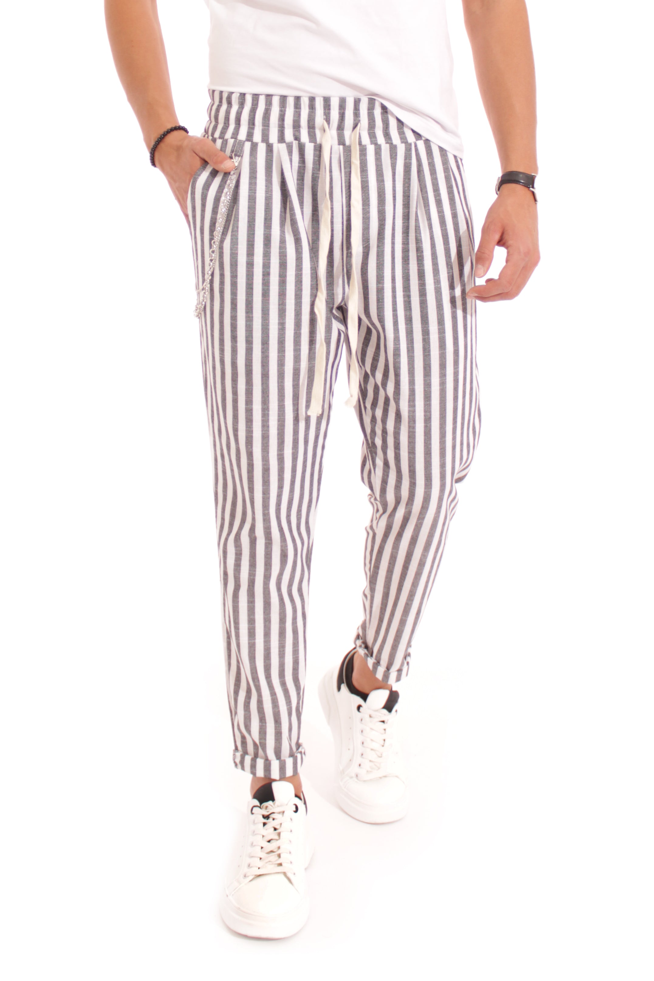 Pantalone Uomo Tasca America Vita Jogger Righe Art. Pt90