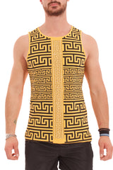 Canotta Uomo Labirint Slim Fit Giromanica Senape Art. Ct07